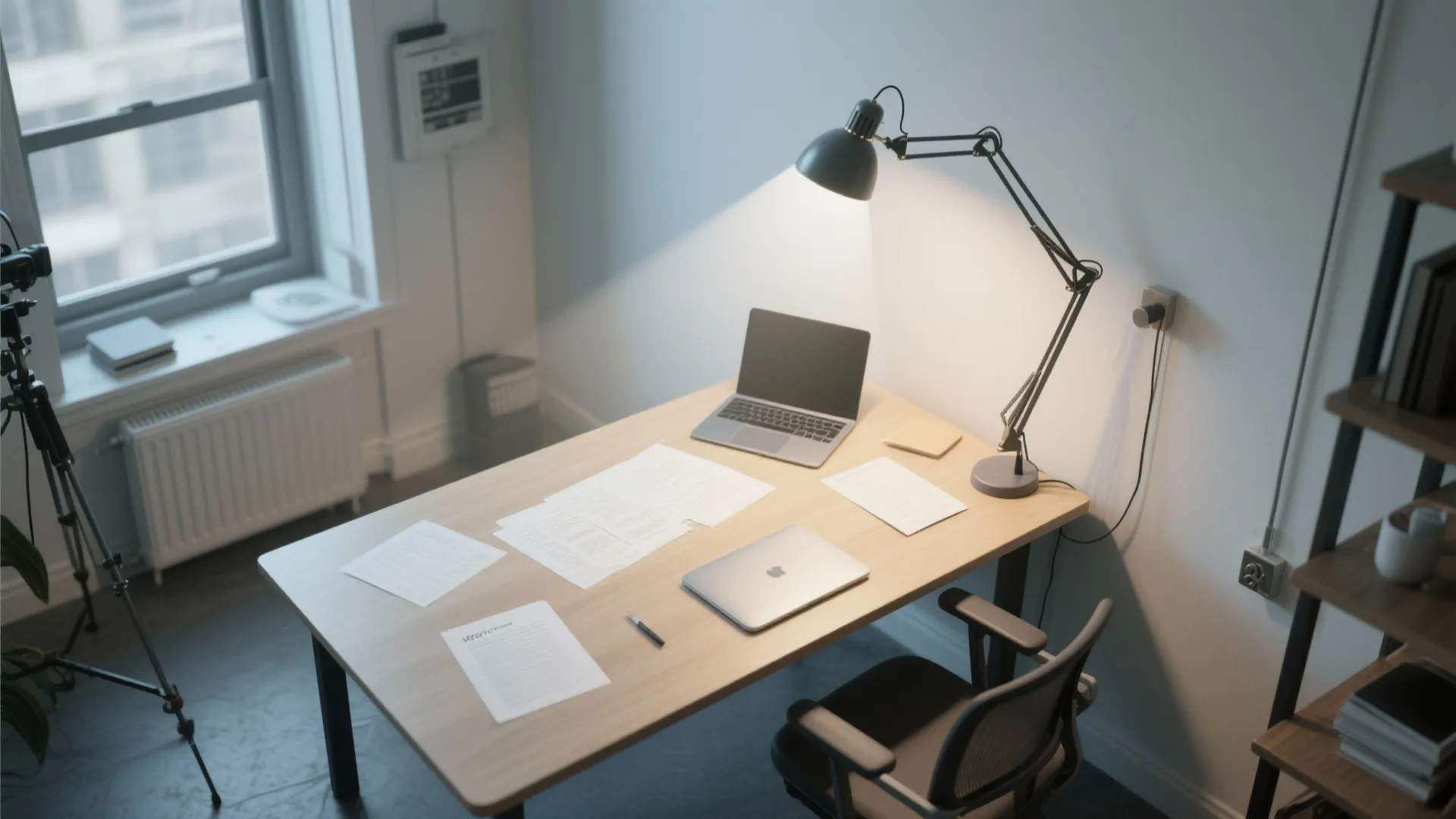 Adjustable workspace wall light in studios
