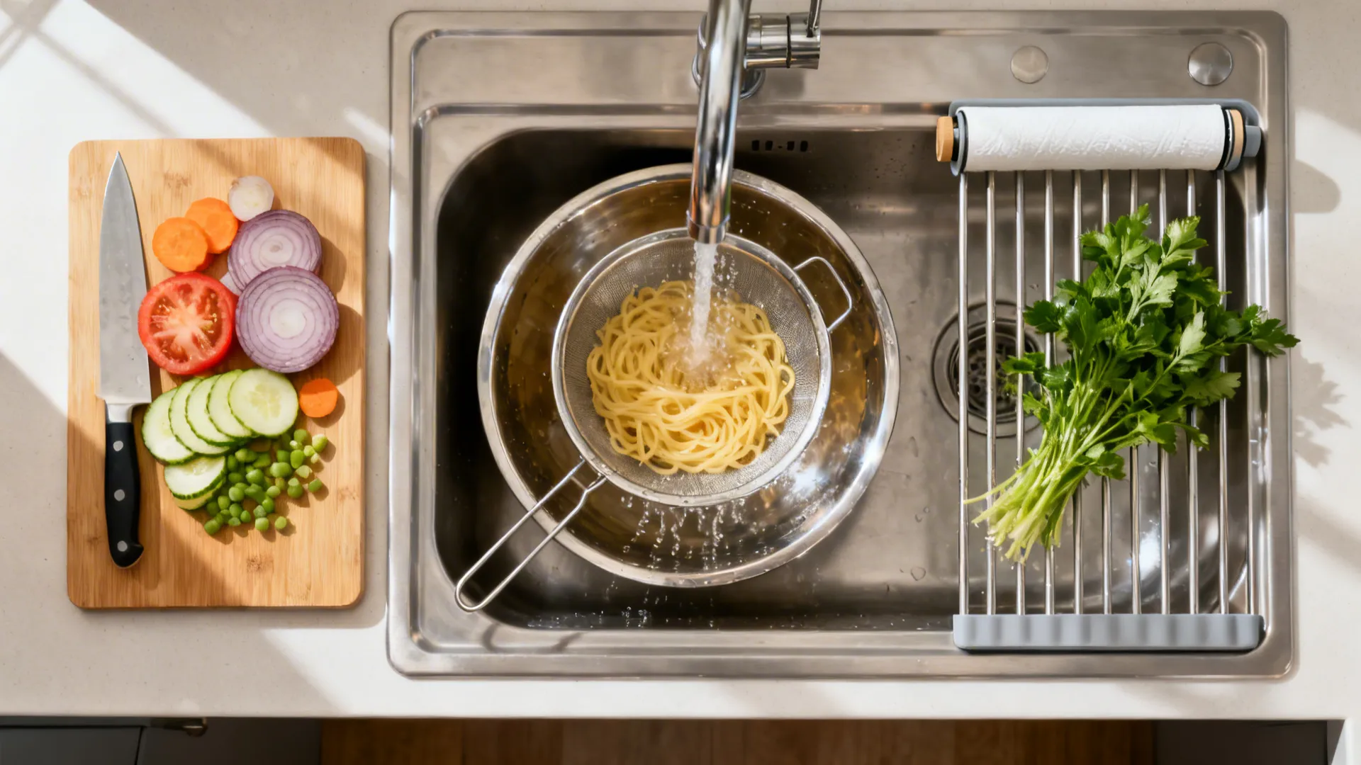 Workstation Sink with Sliding Accessories