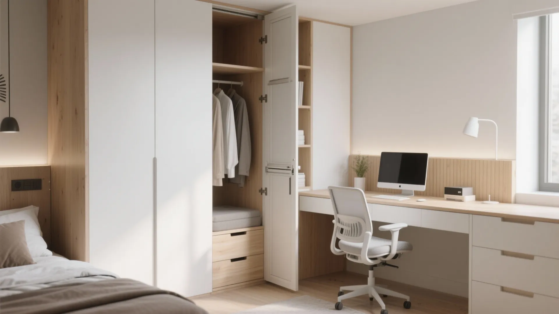 Multi-Functional Wardrobe with Workstation