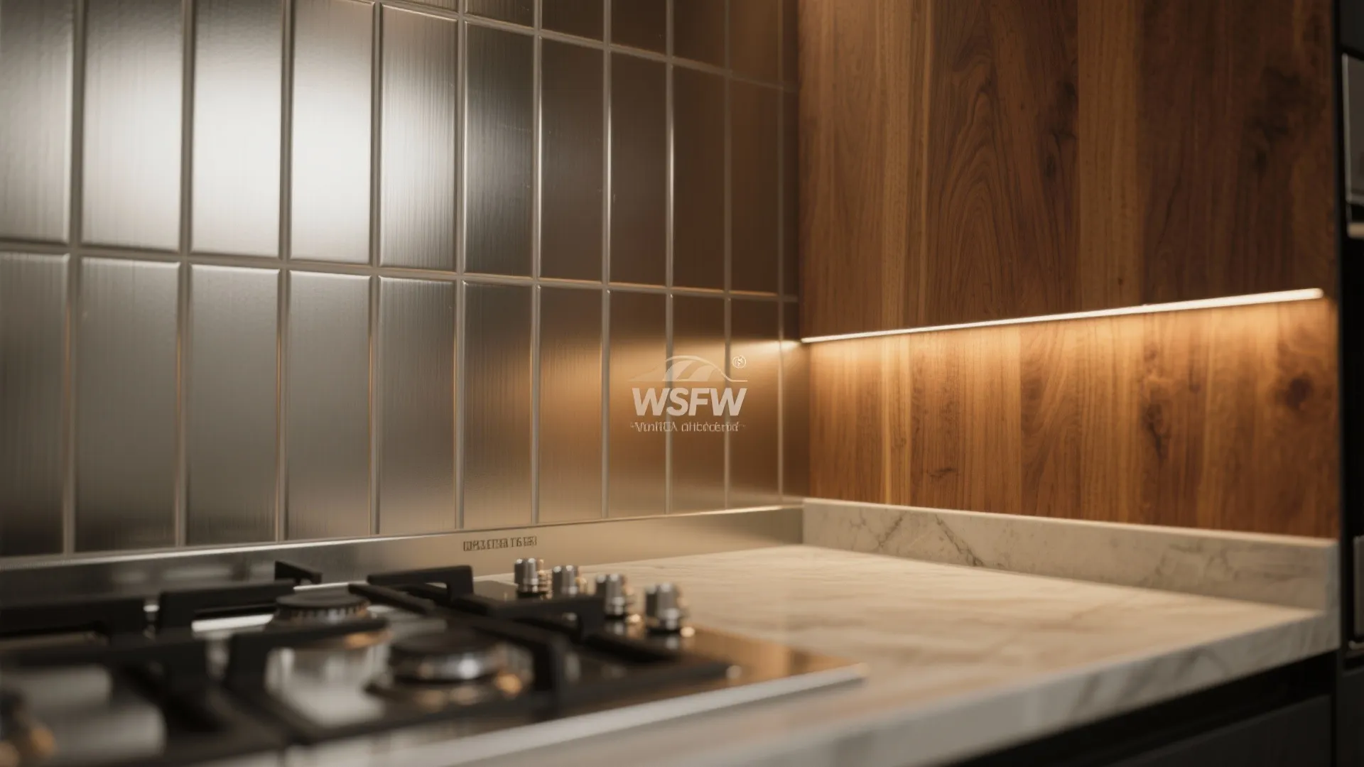 2. Mixed-material workwalls (stainless + warm wood)