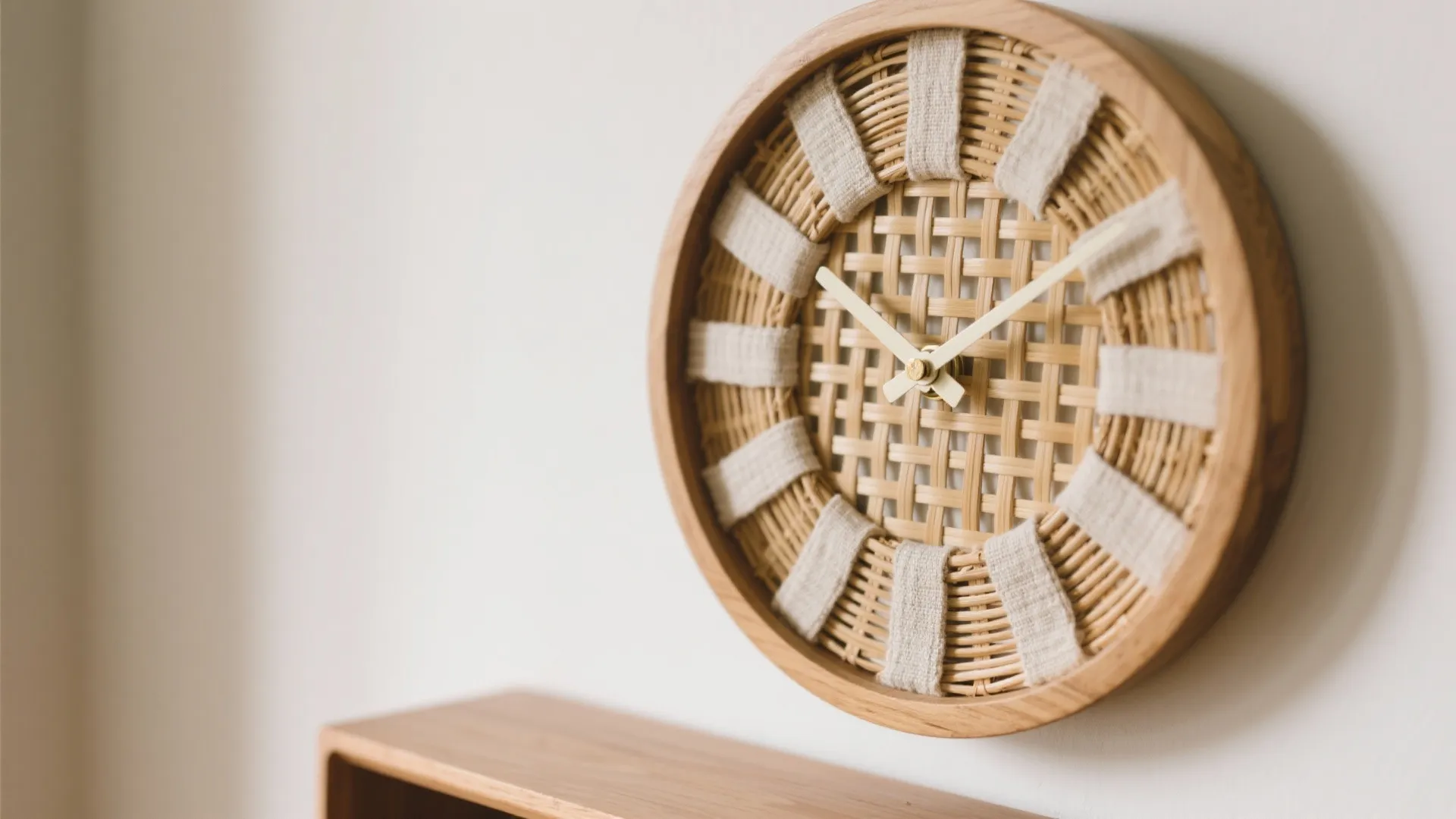 Woven Texture: Rattan or Textile-Wrapped Clocks