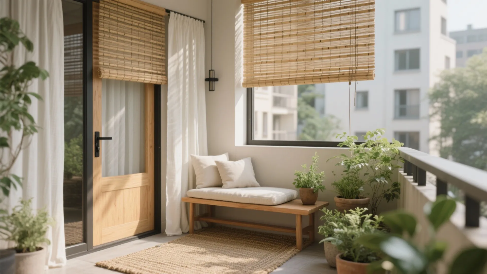 Natural Woven Shades with Soft Linen Panels