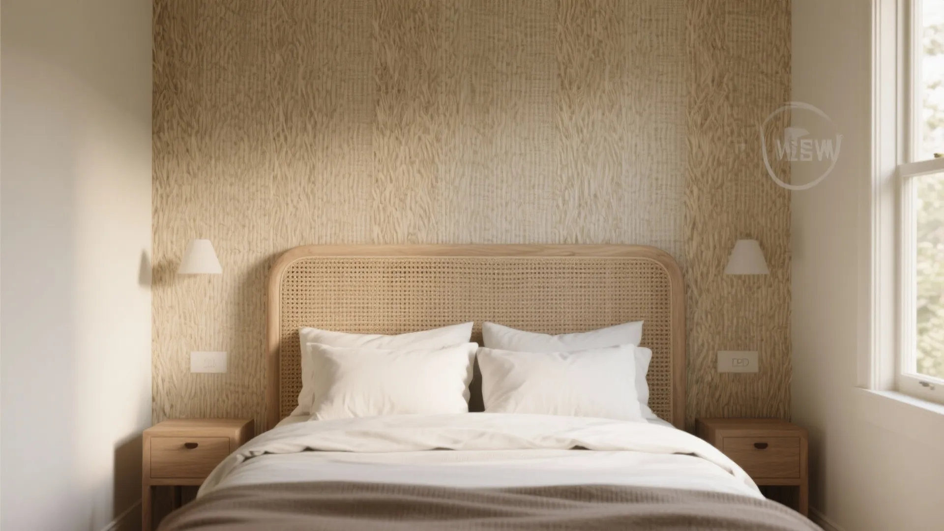 5) Woven, Cork, or Textured Wallpaper
