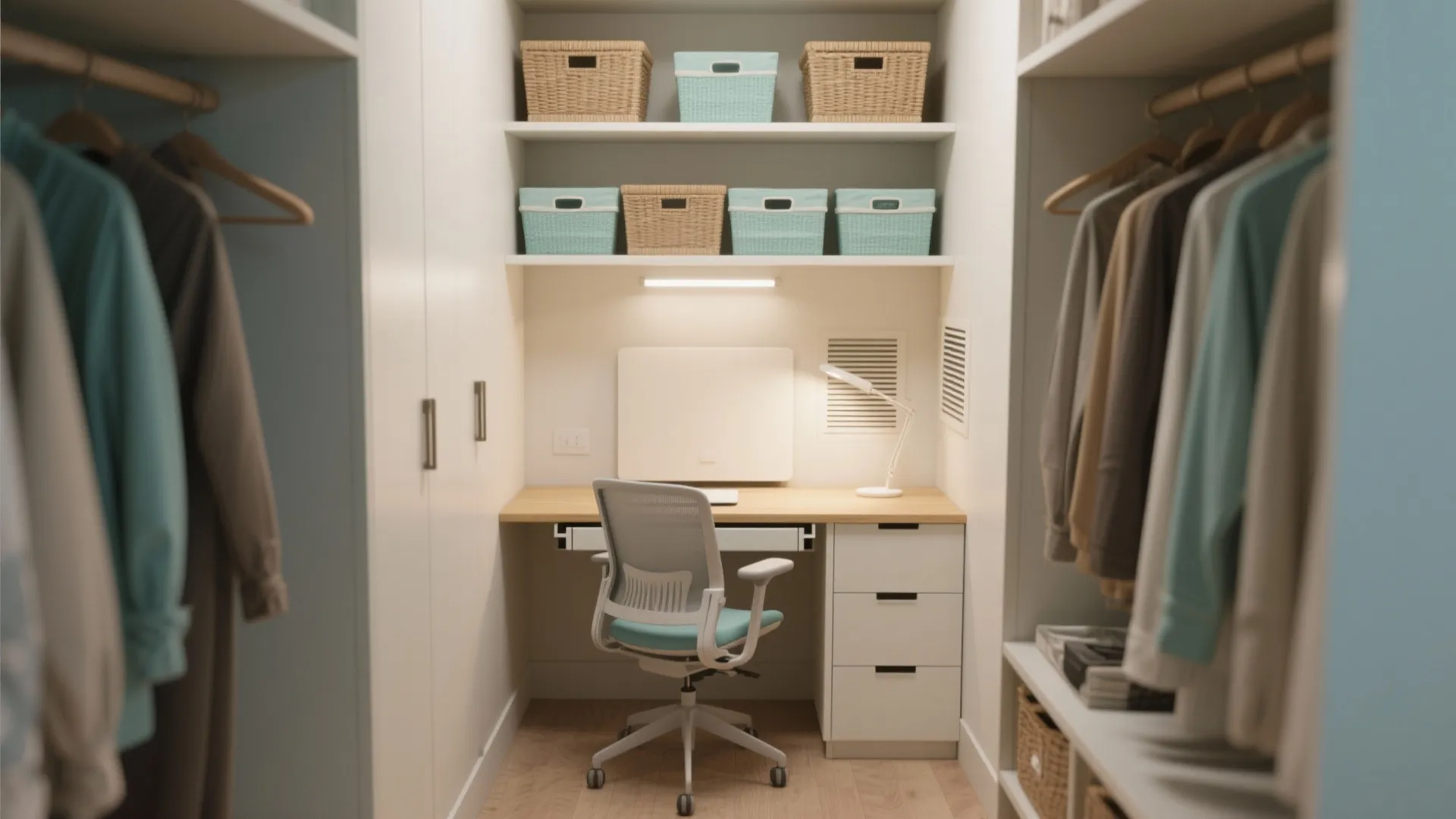 2. Pocket office in a walk-in closet