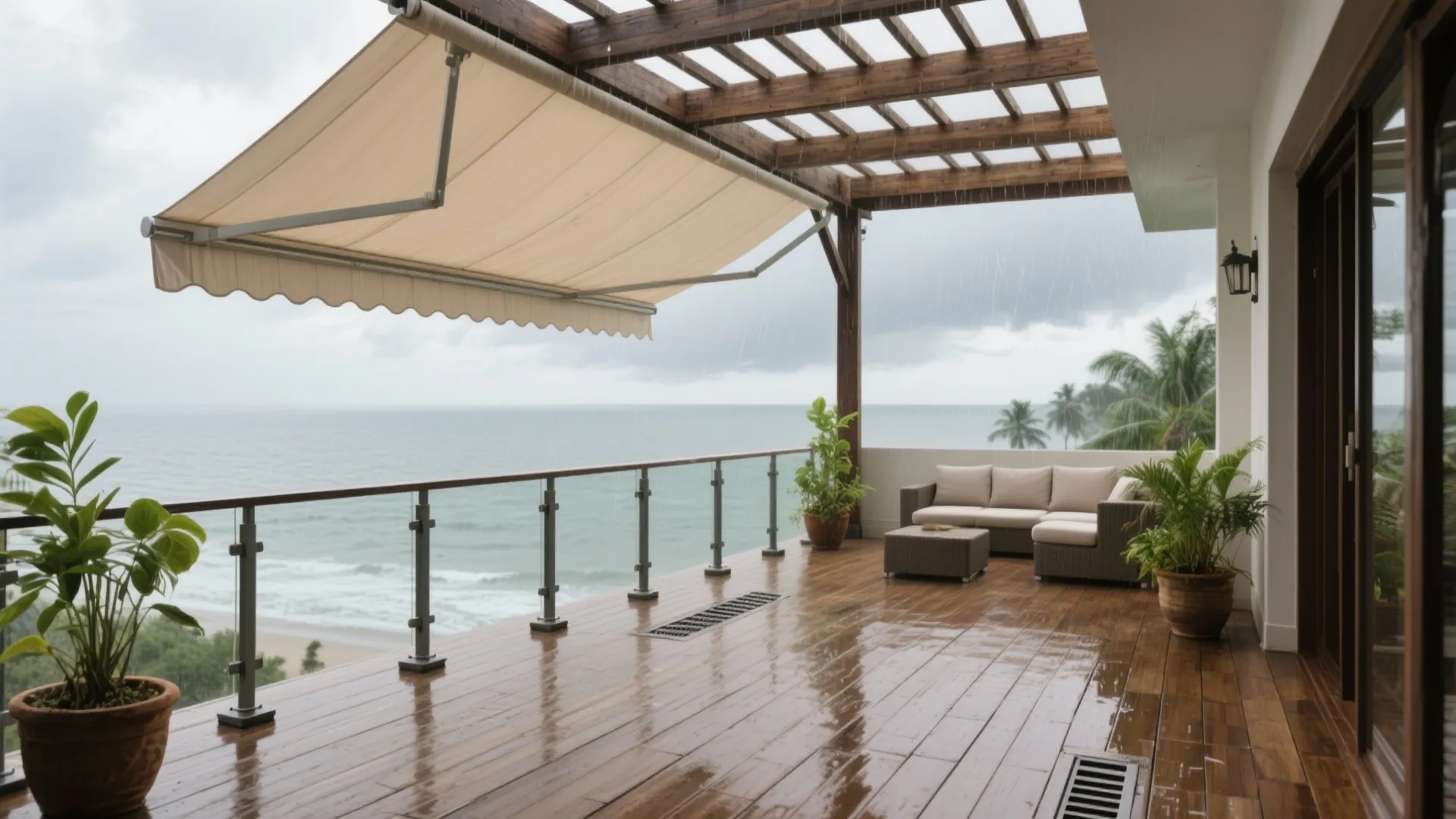 Monsoon-Proof Decking and Pergola-Style Shade