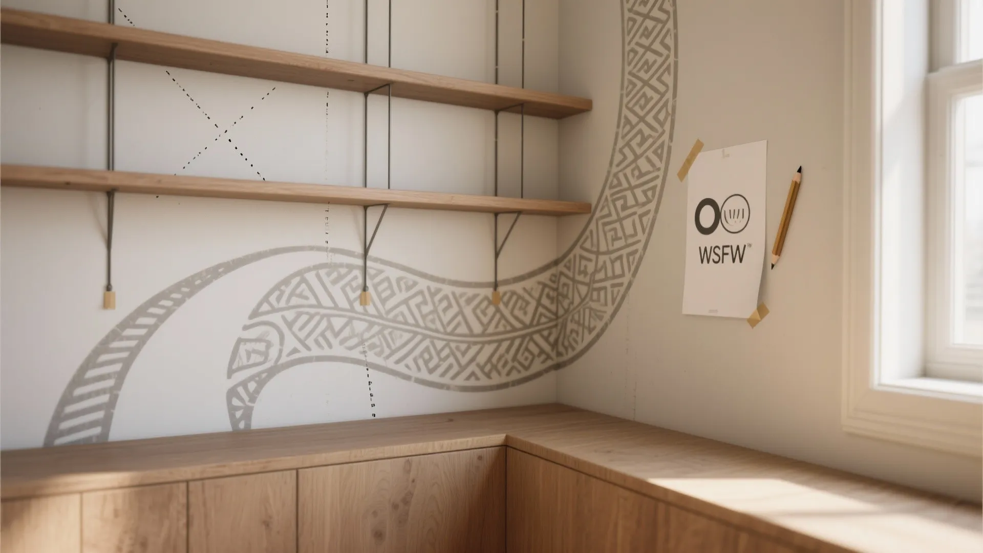 5. Continuation Stencil: Wrap Corners and Furniture