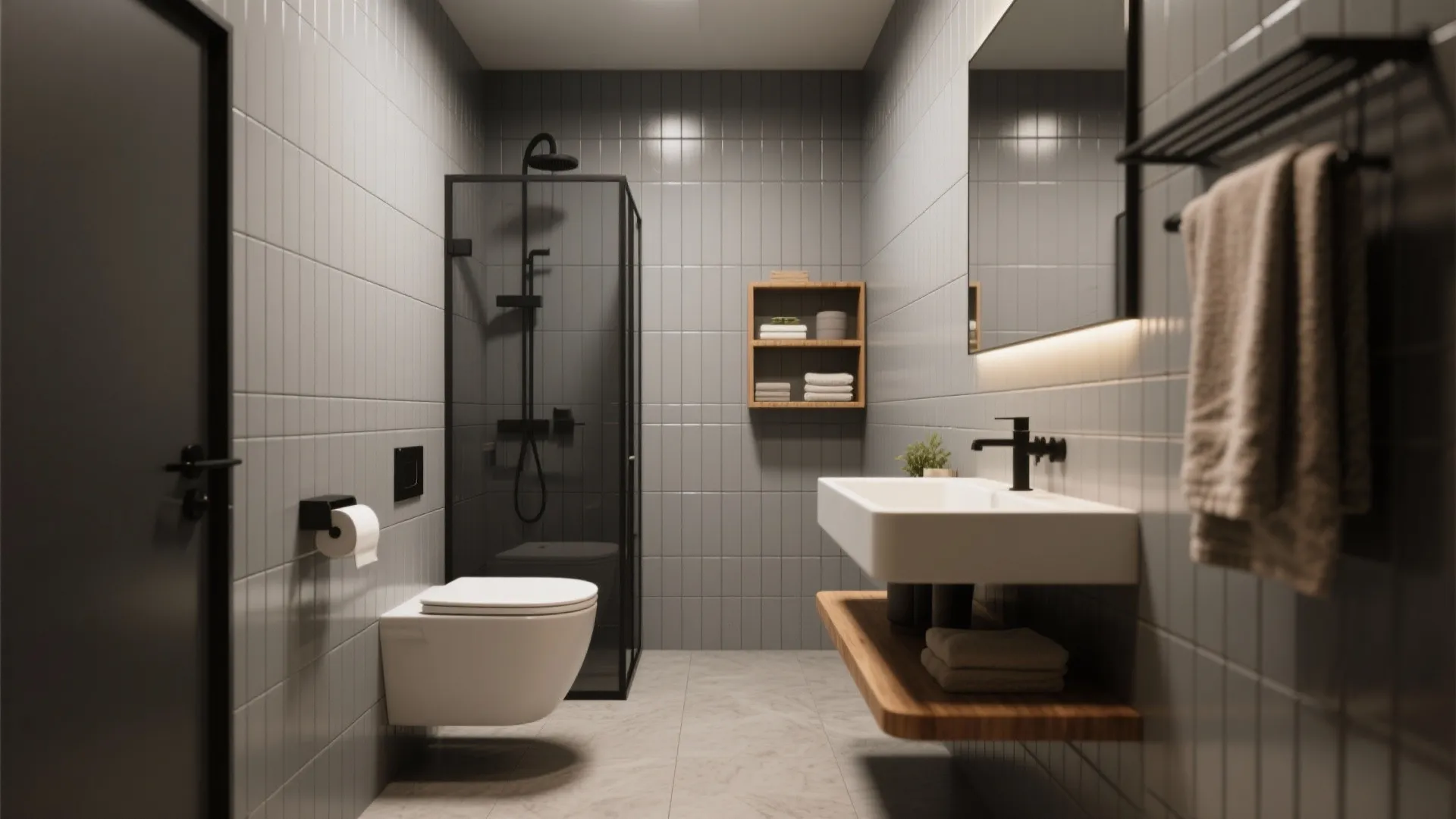 2. Monochrome floor-to-ceiling wrap