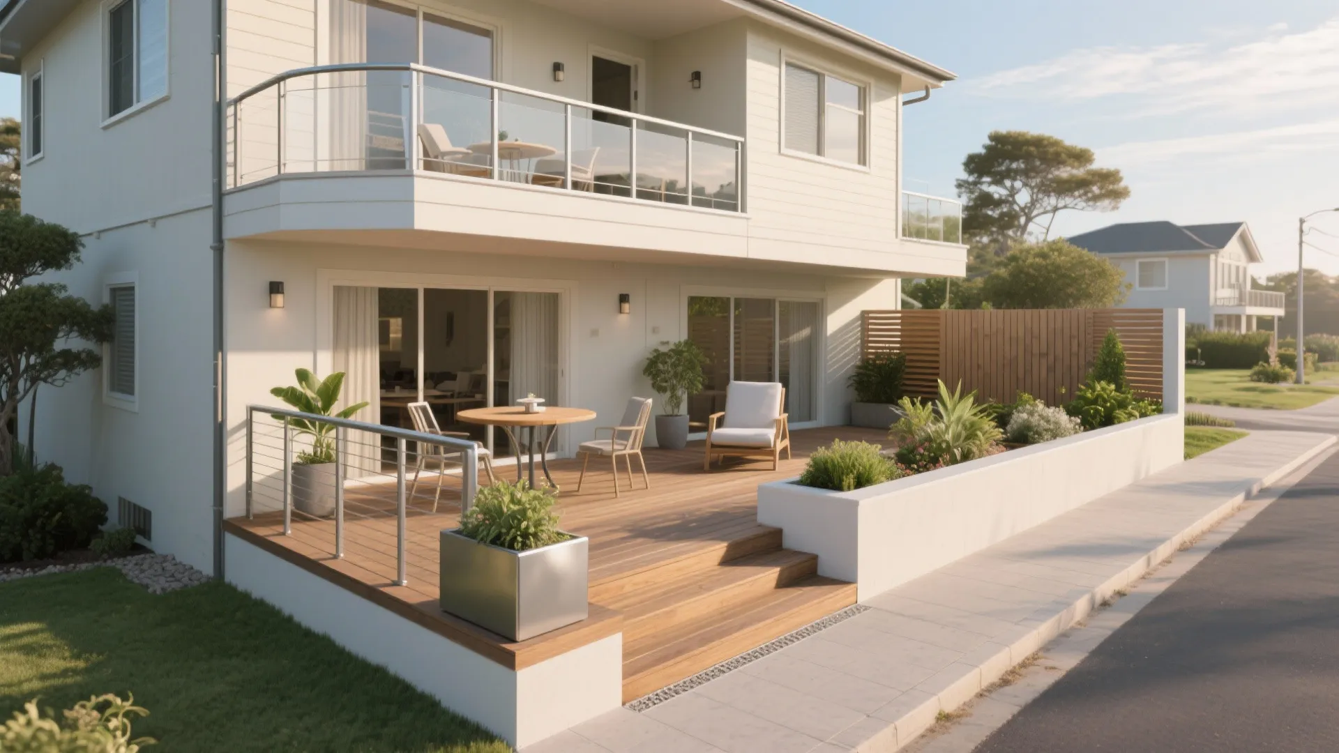 1) Wraparound balcony to capture light all day