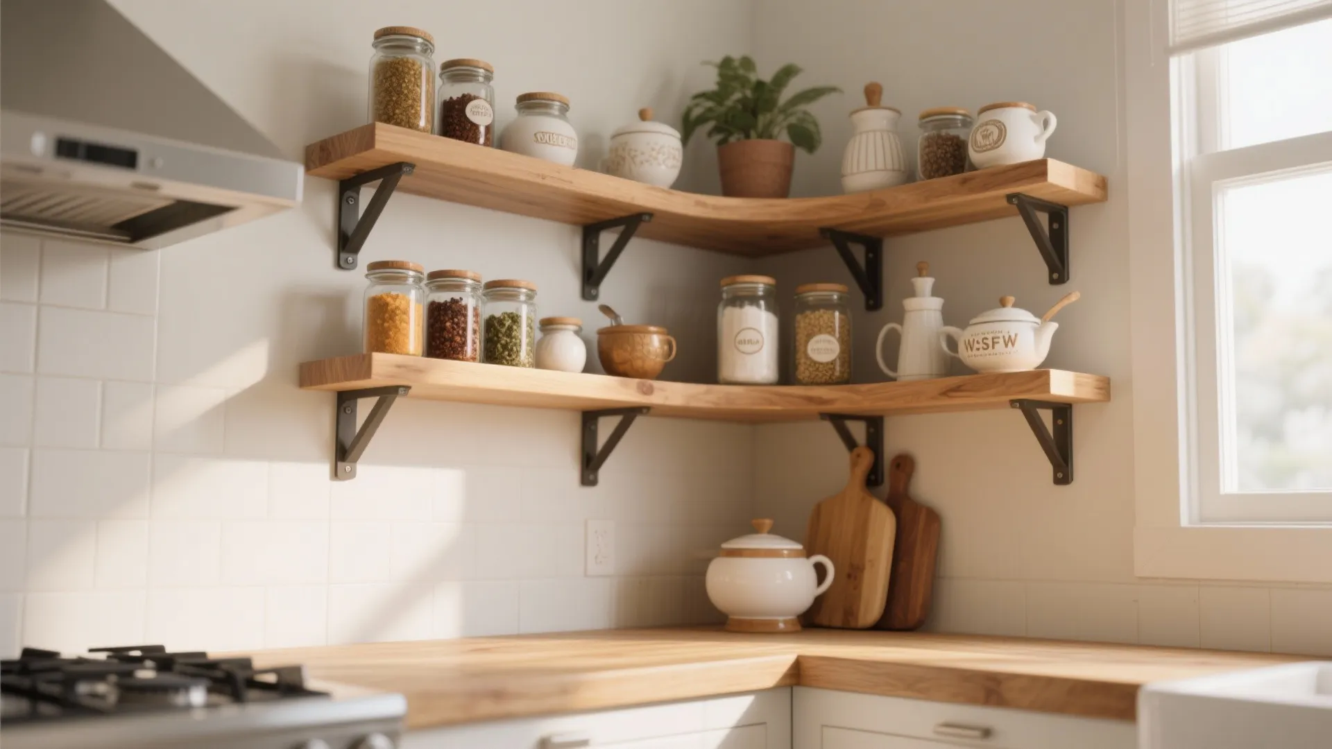 4. Wraparound Corner Shelves