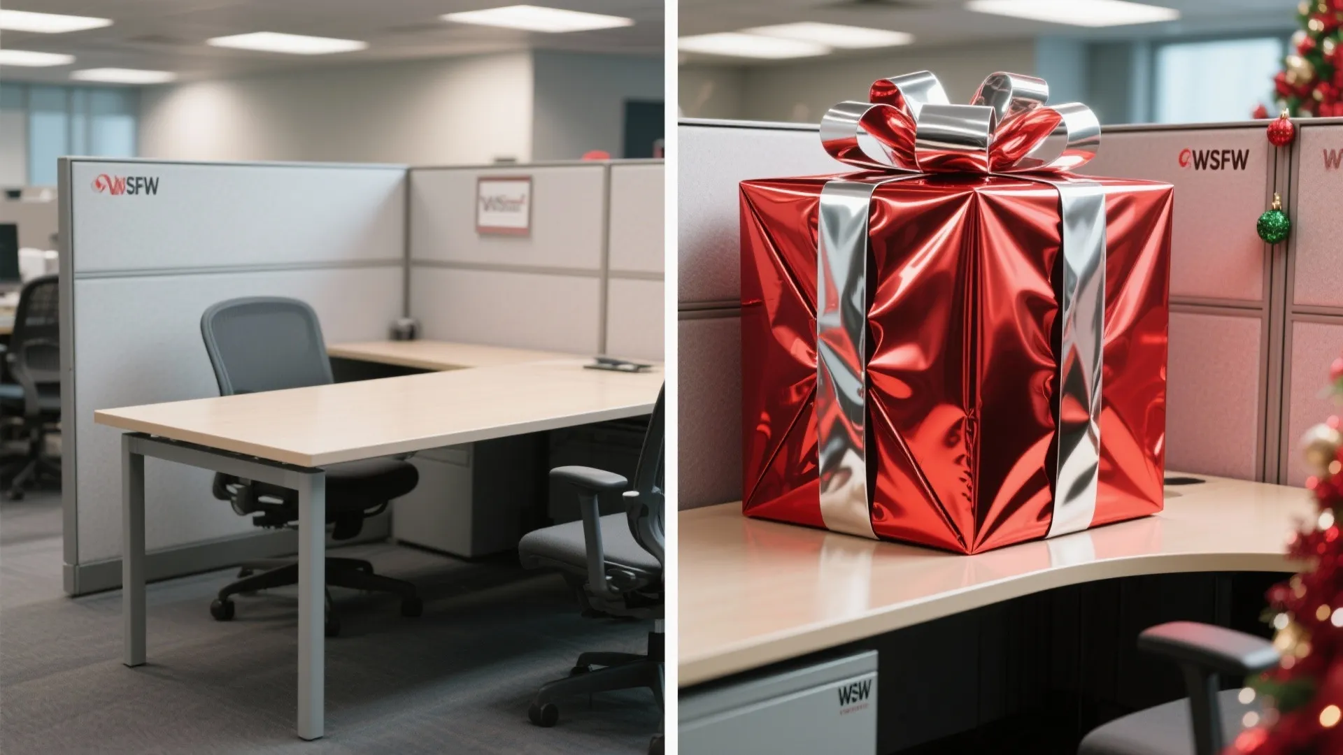 3. Wrapped Desk Surprise