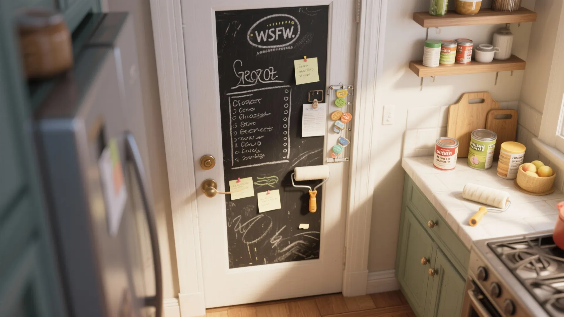 3. Functional Finish: Chalkboard, Magnetic, or Writable Paint