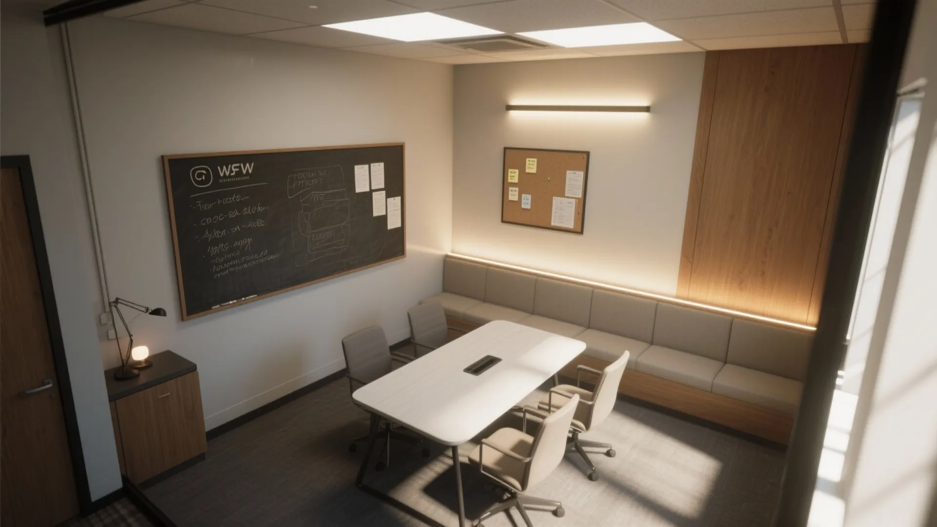 Writable Walls and Layered, Dimmable Lighting