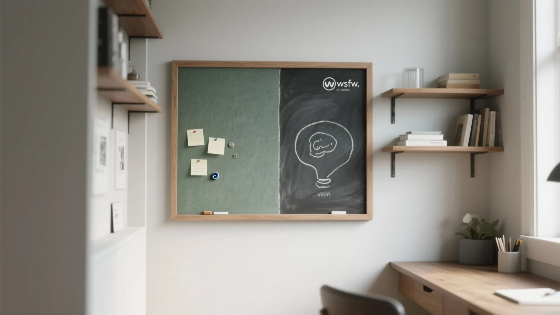 Writable + magnetic idea zone, contained and tidy