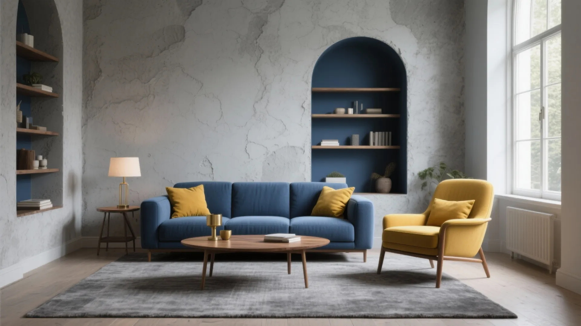 Yellow, Blue & Grey Living Room Ideas