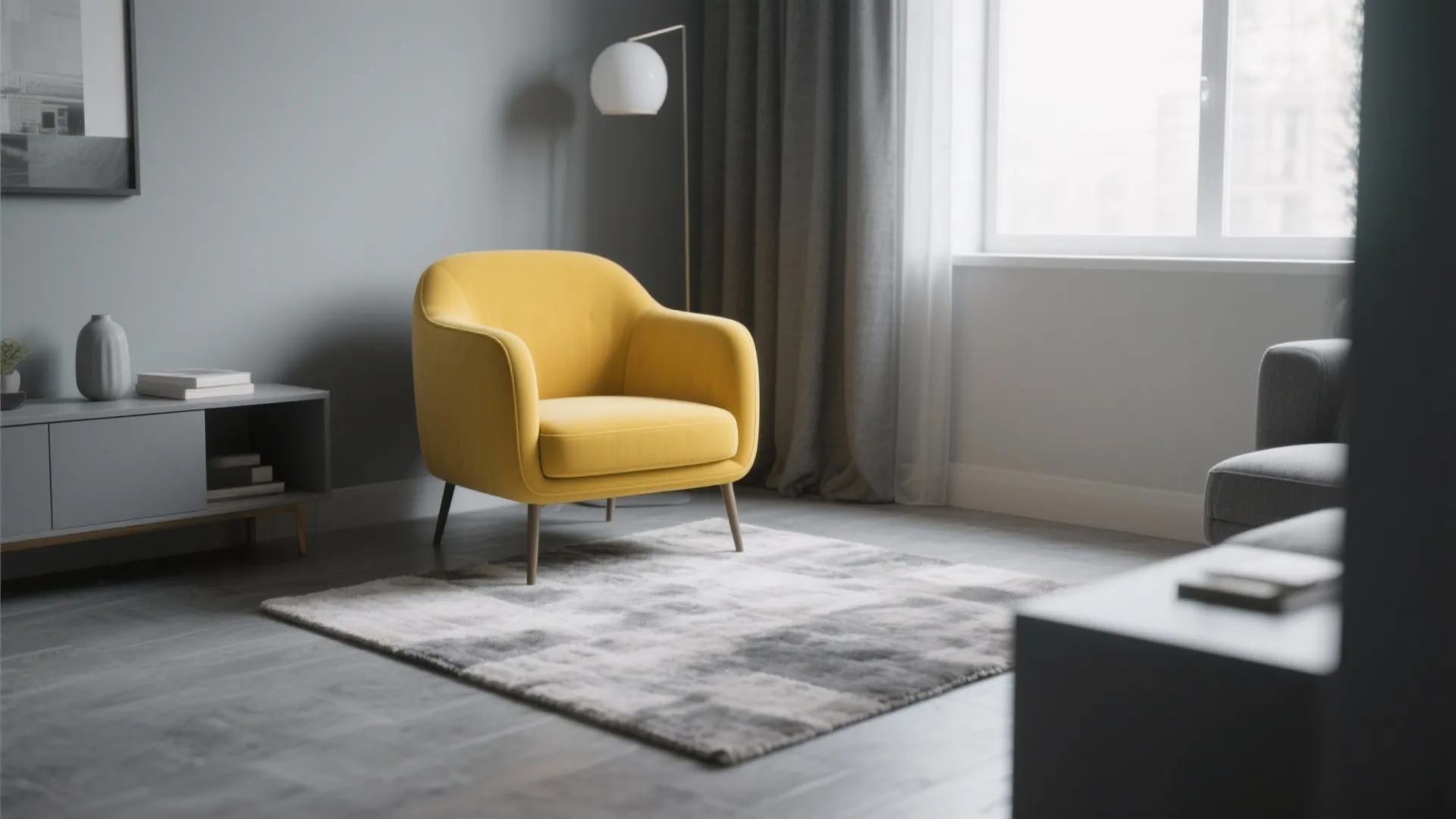 5. Yellow Feature Chair in a Grey Scheme