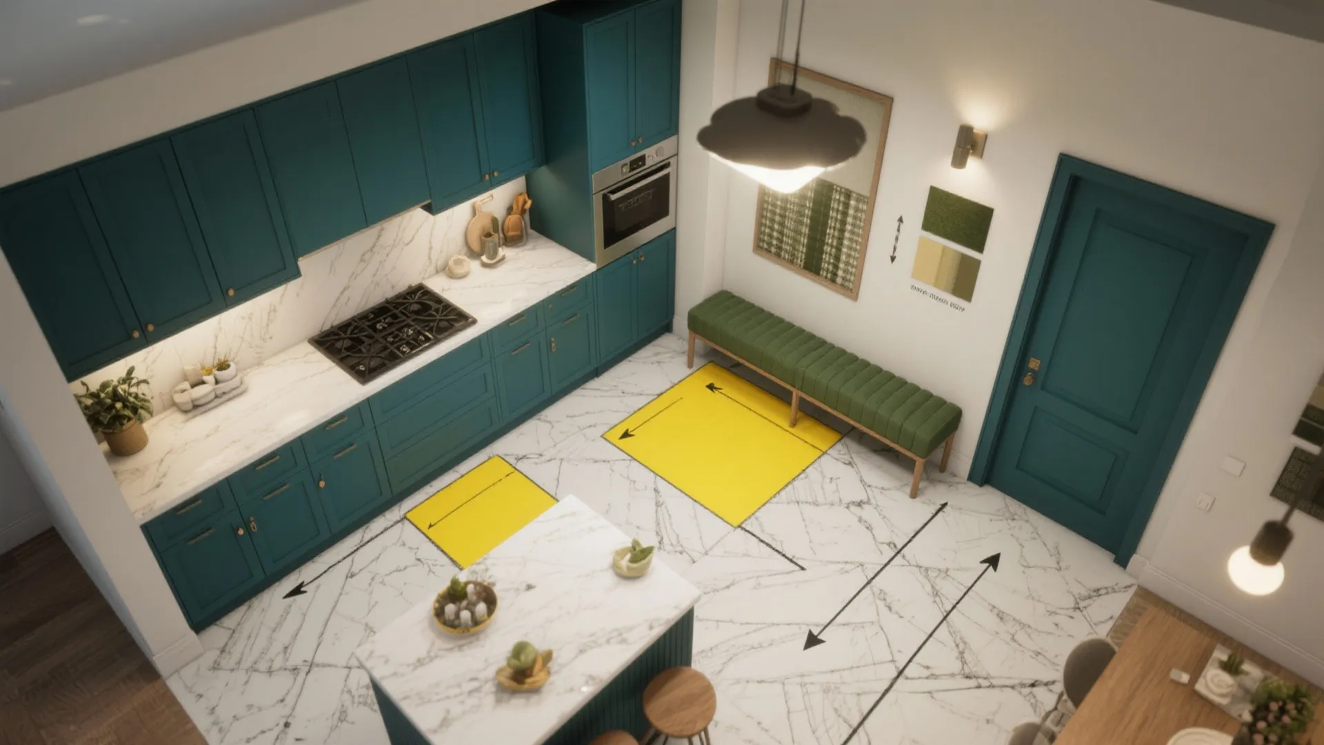 3. Contrast Yellow with Deep Blues and Greens