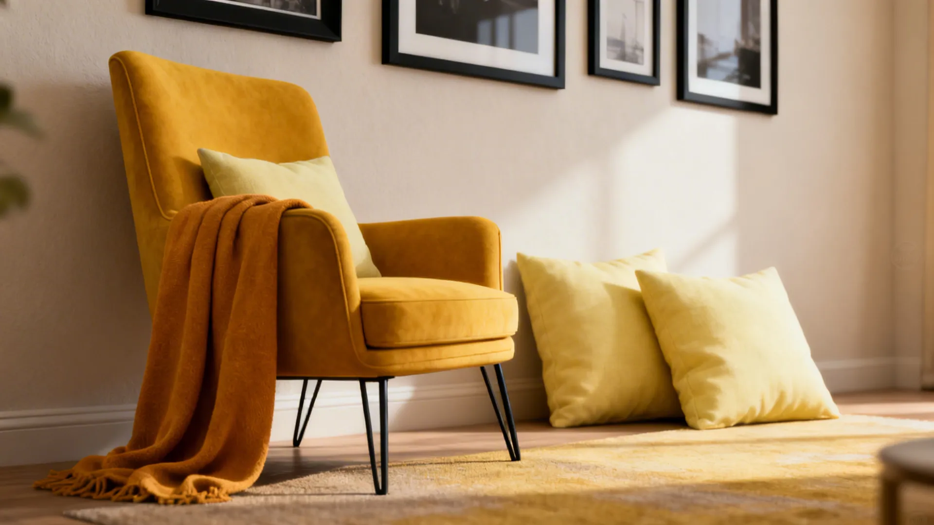 2. Monochrome Layers: Yellow Tones with Black Lines