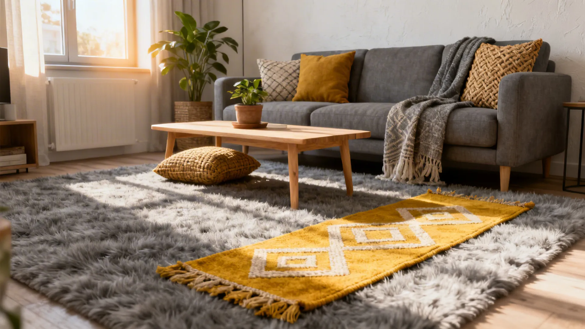 Yellow and Grey Rugs: 5 Living Room Ideas