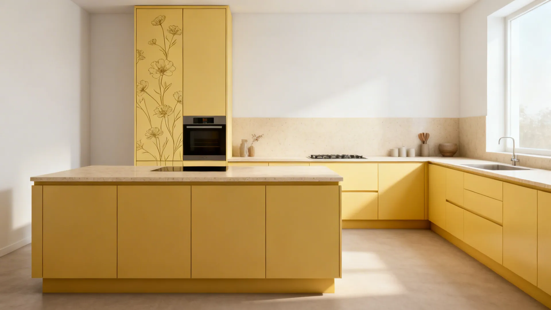 Floral Yellow + Soft Neutrals for Balance