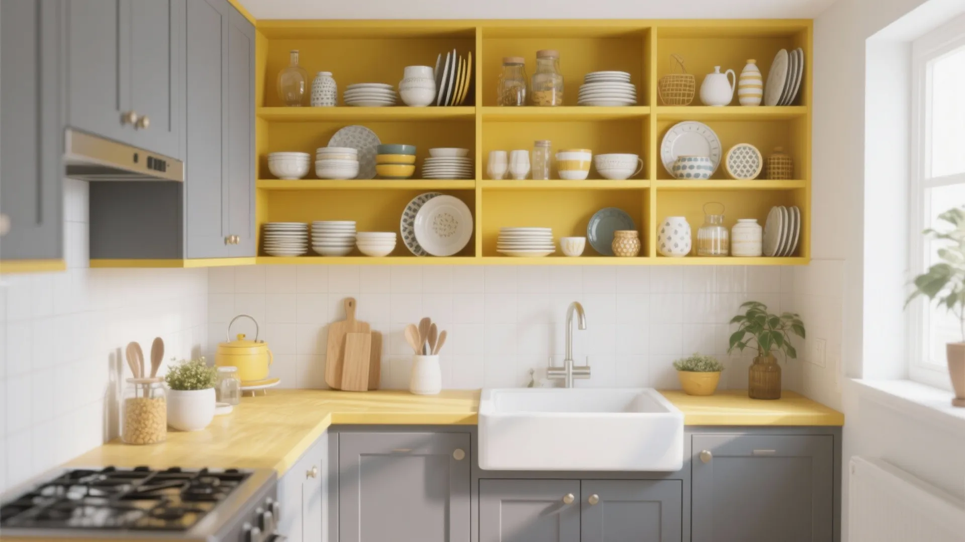 3. Yellow Open Shelving