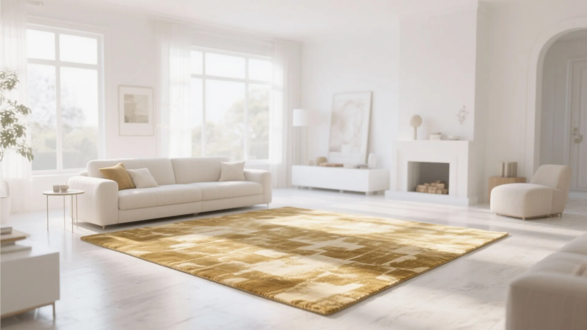 Yellow Rugs to Anchor the Space