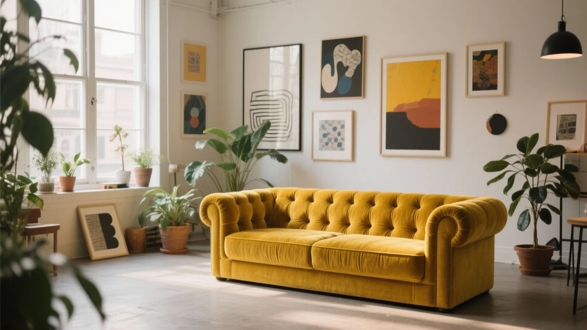 Bright-Colored Tufted Statement Couch