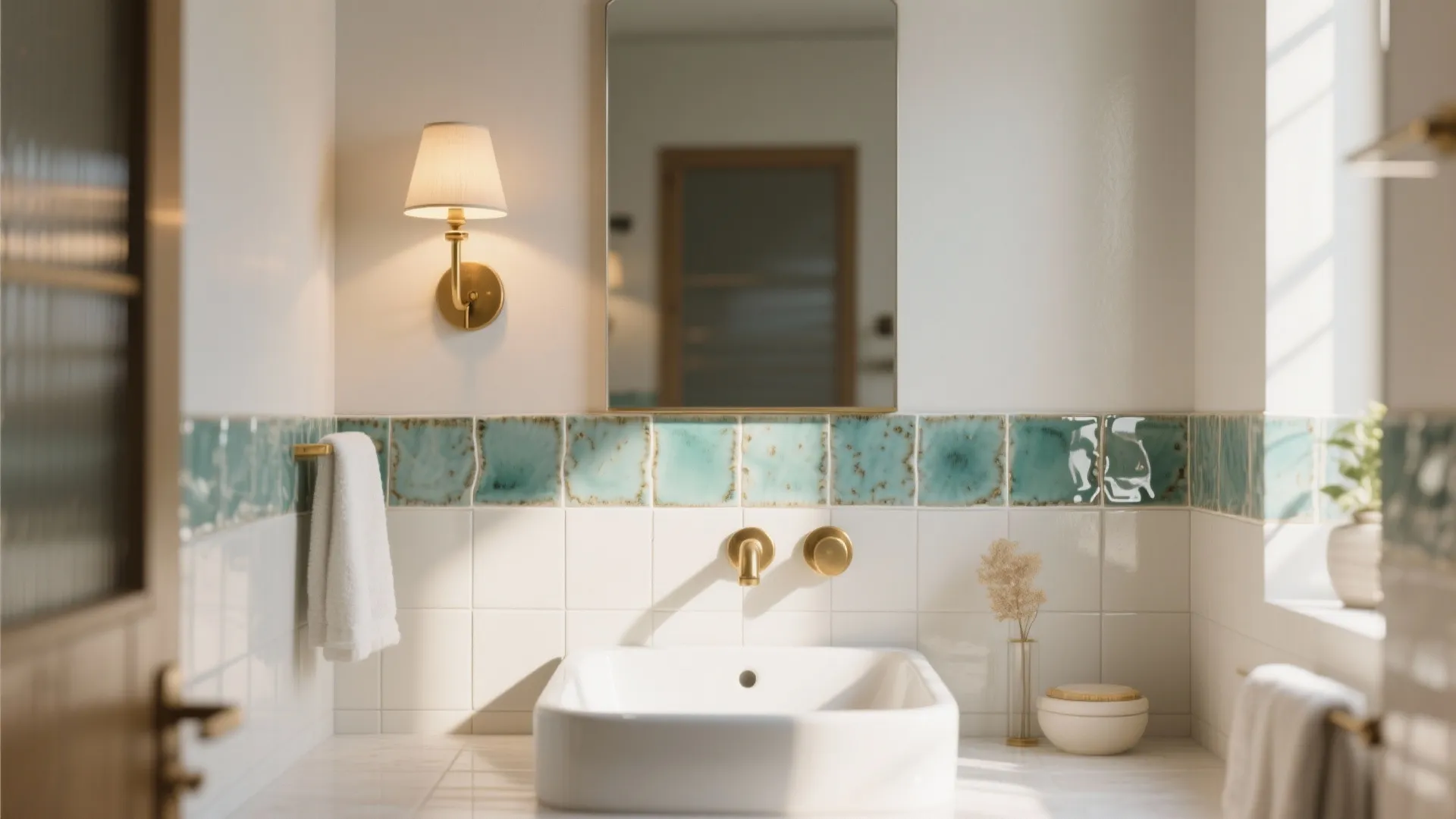 Glossy Zellige-Style Accent And Light-Bouncing Details