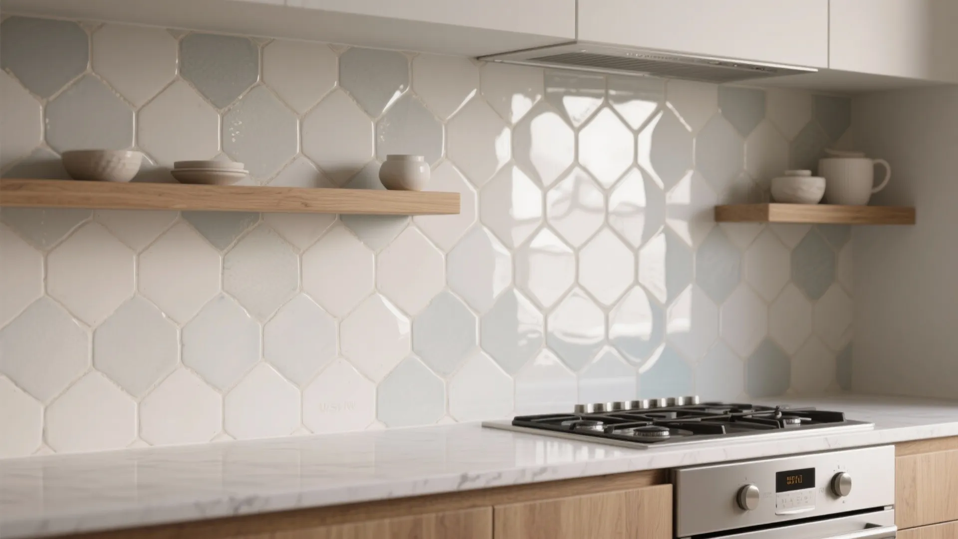 Glossy Zellige-Style Backsplash for Character