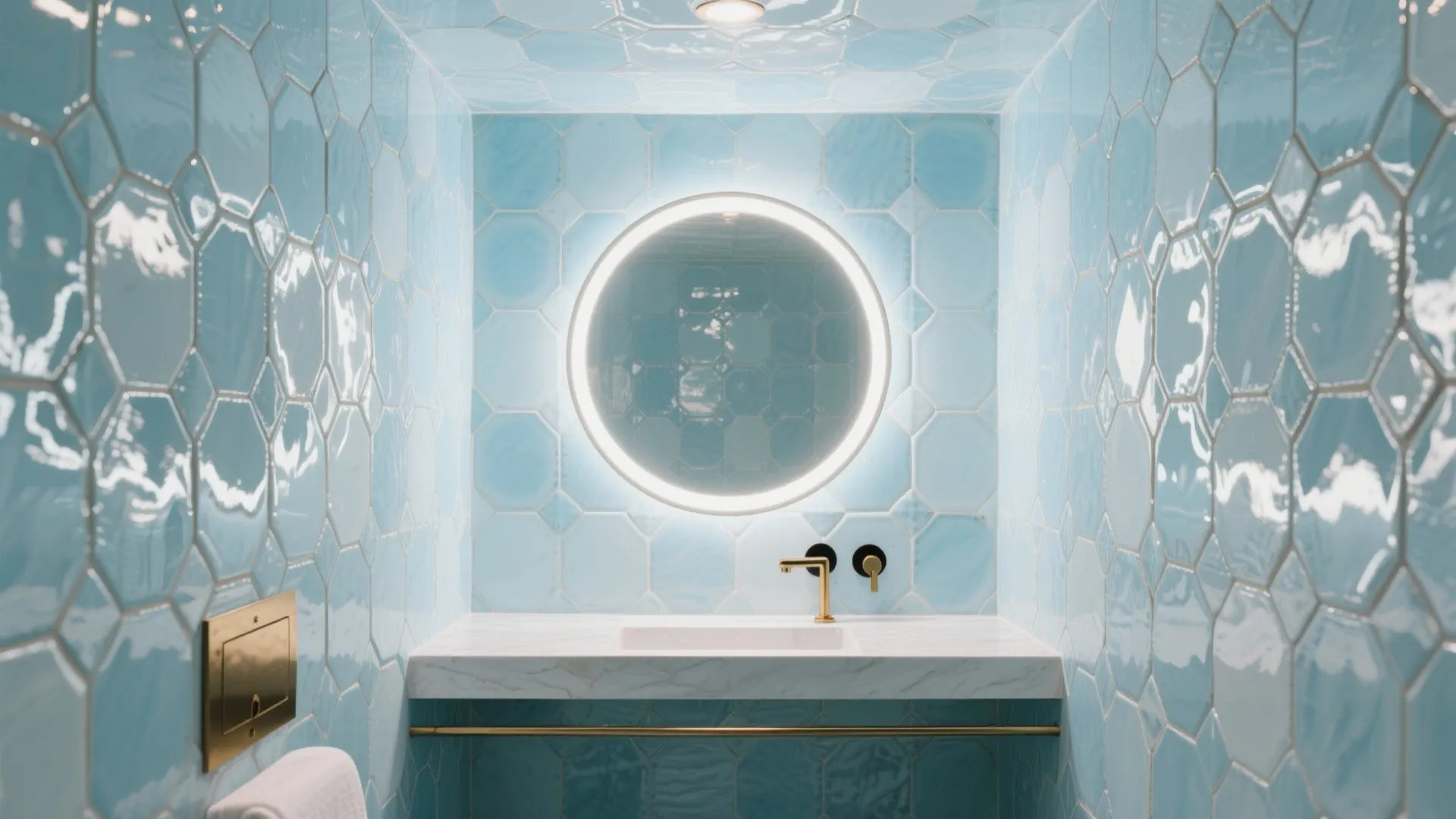 Glossy Zellige-Style Light Blue for Luminous Texture