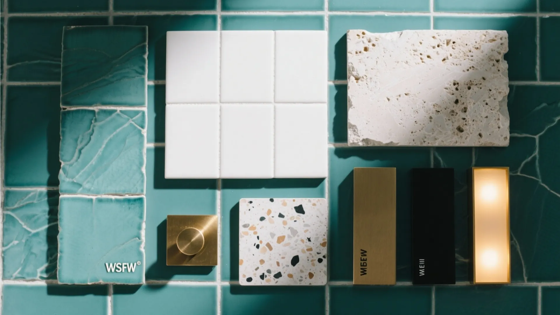 Color-blocked zellige or glazed ceramic for character