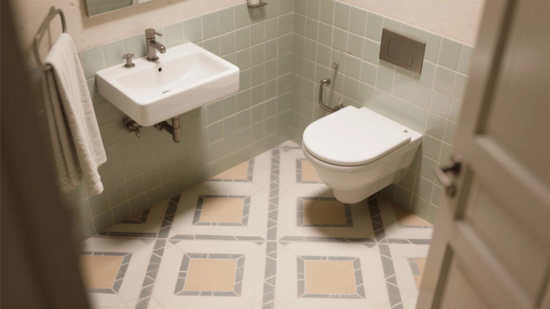 5) Color-Blocked Zellige-Style and Contrasting Grout