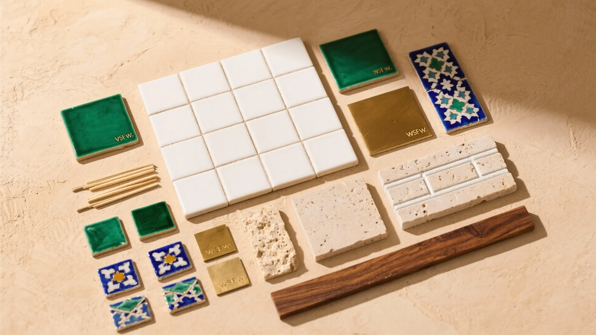 2) Jewel-tone zellige in doses, not deluge