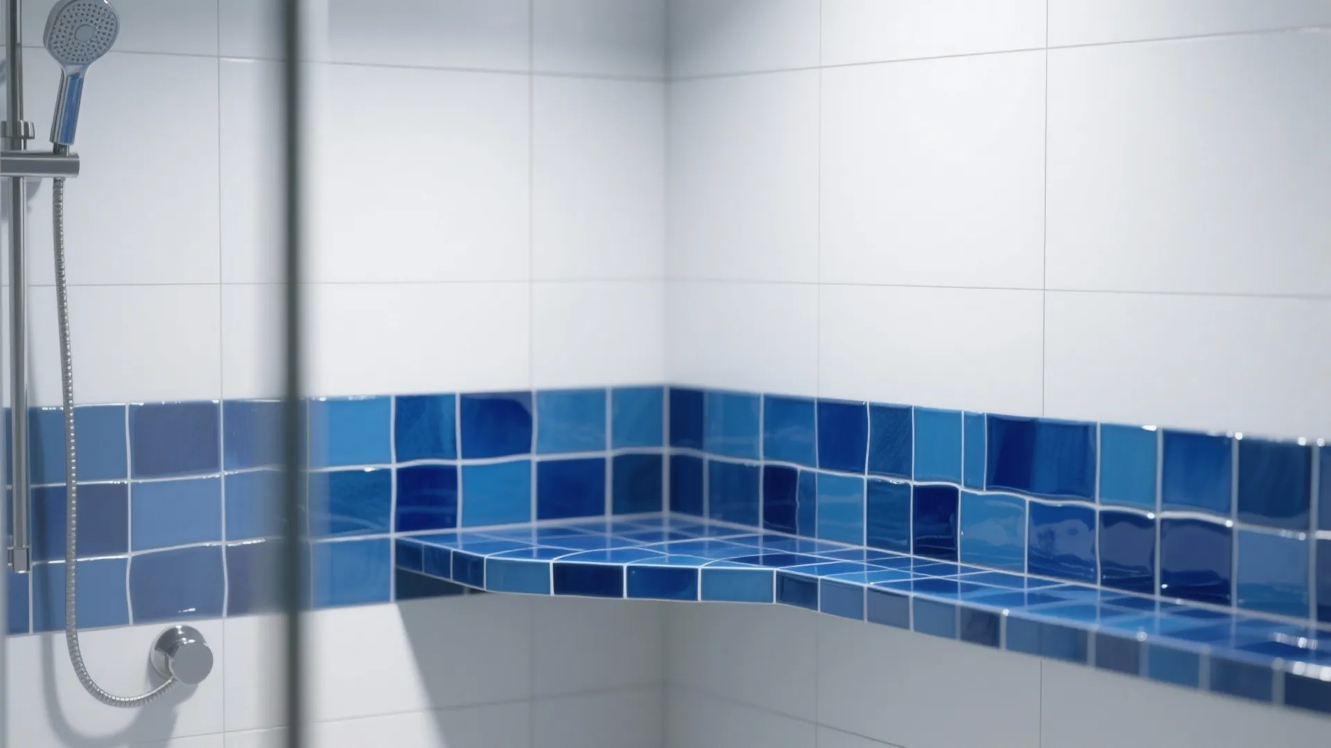 Glossy Blue Zellige in the Shower Niche
