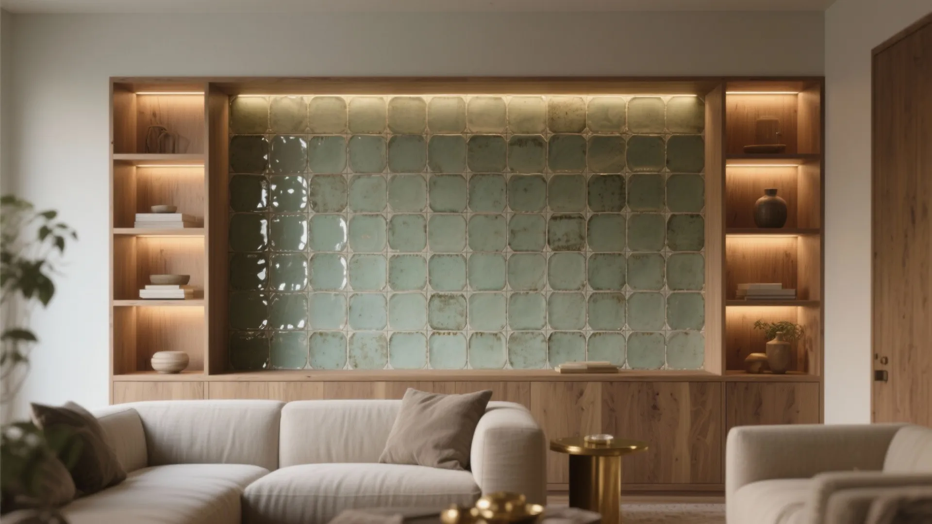 Glazed zellige or handmade-look tiles for artisanal charm