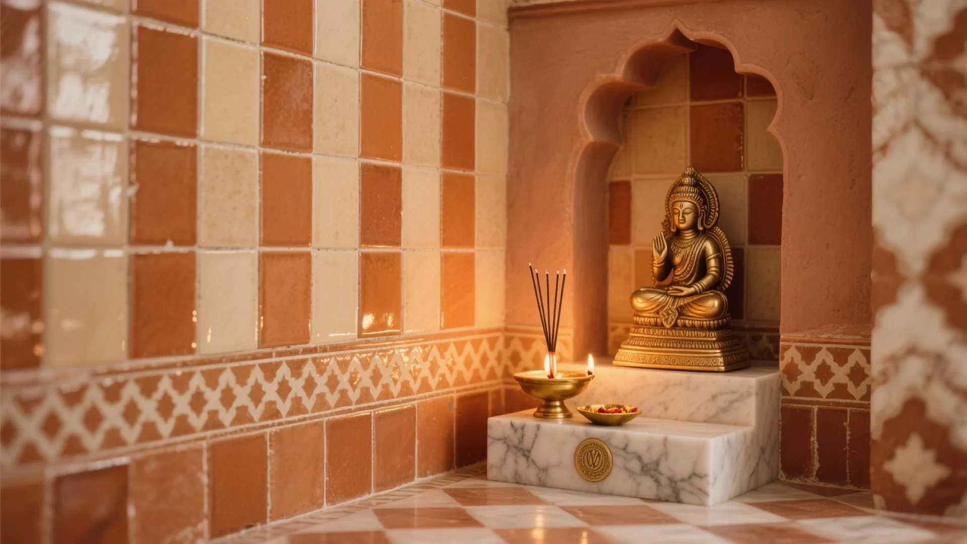 4) Warm Terracotta or Zellige-Style Ceramic Wall Tiles