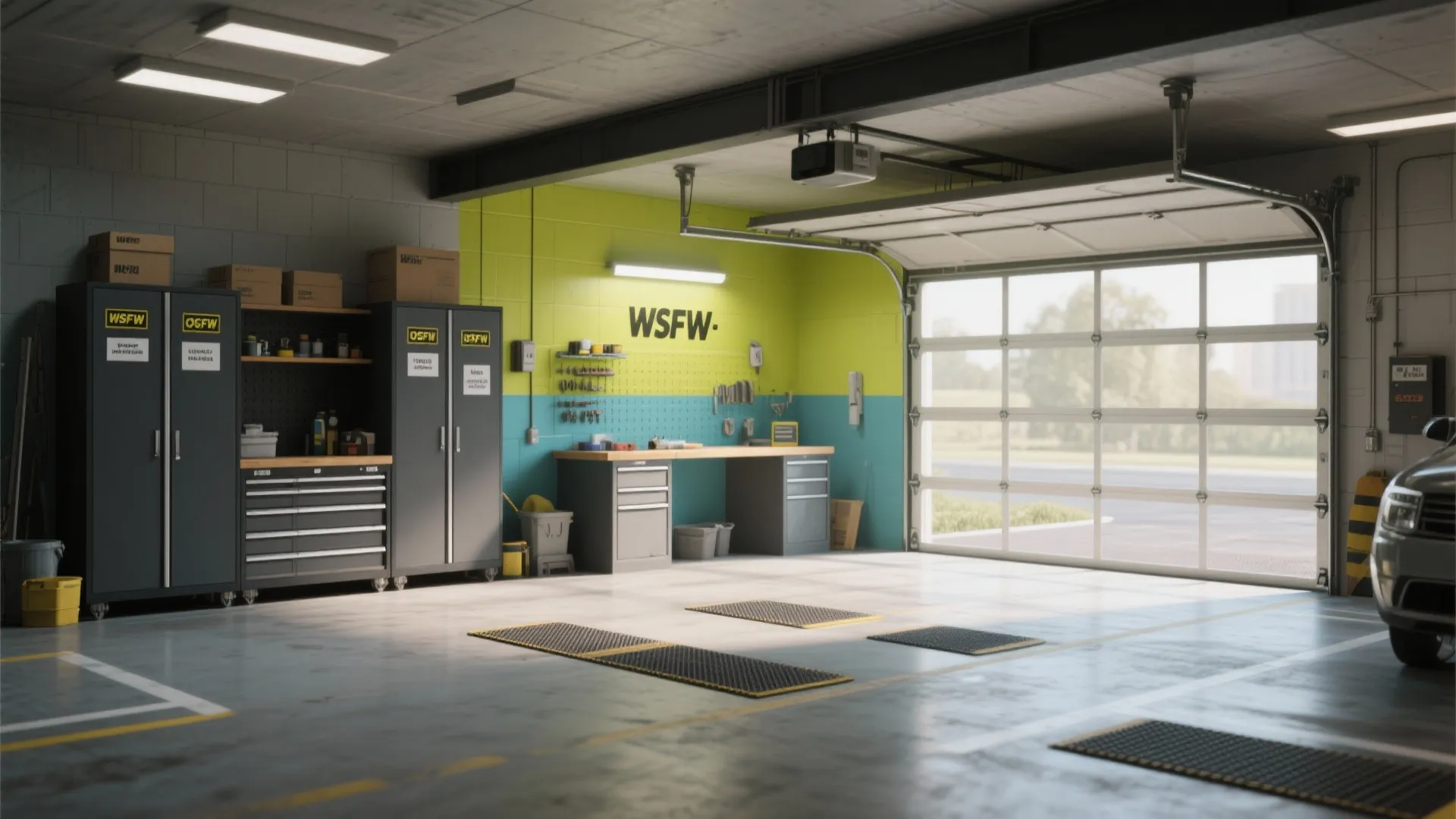 5. Zonal colors to define storage, workbench, and parking