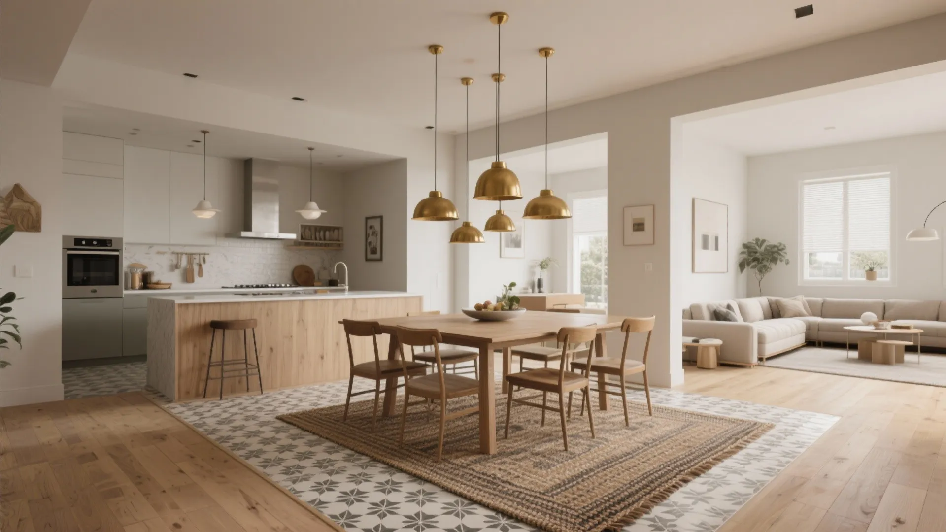 2. Zone Visually with Flooring and Lighting