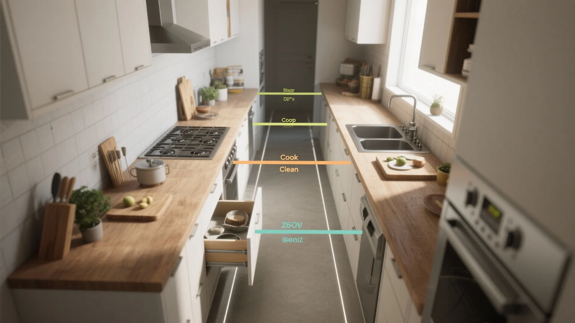 1. Nail the workflow: zone your galley
