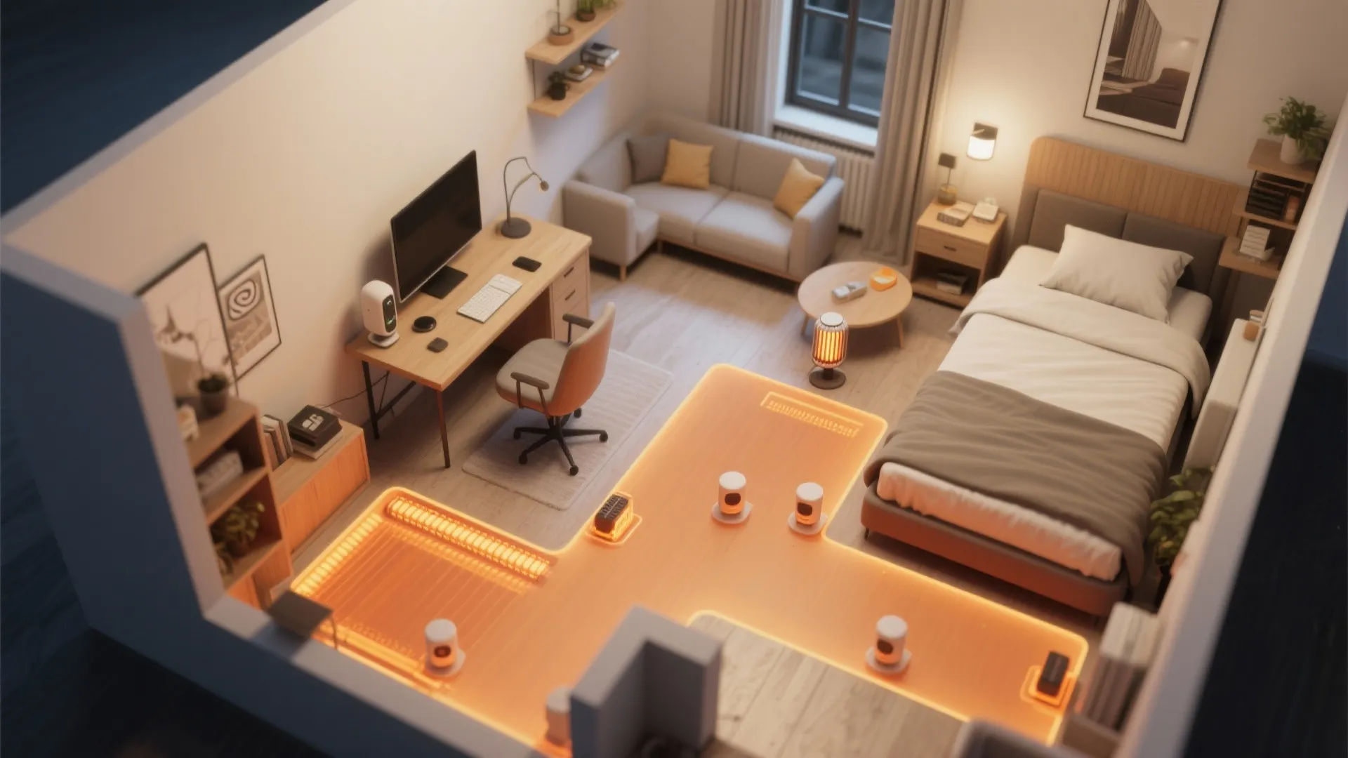 5. Zone heating: heat human-centered spots, not entire rooms