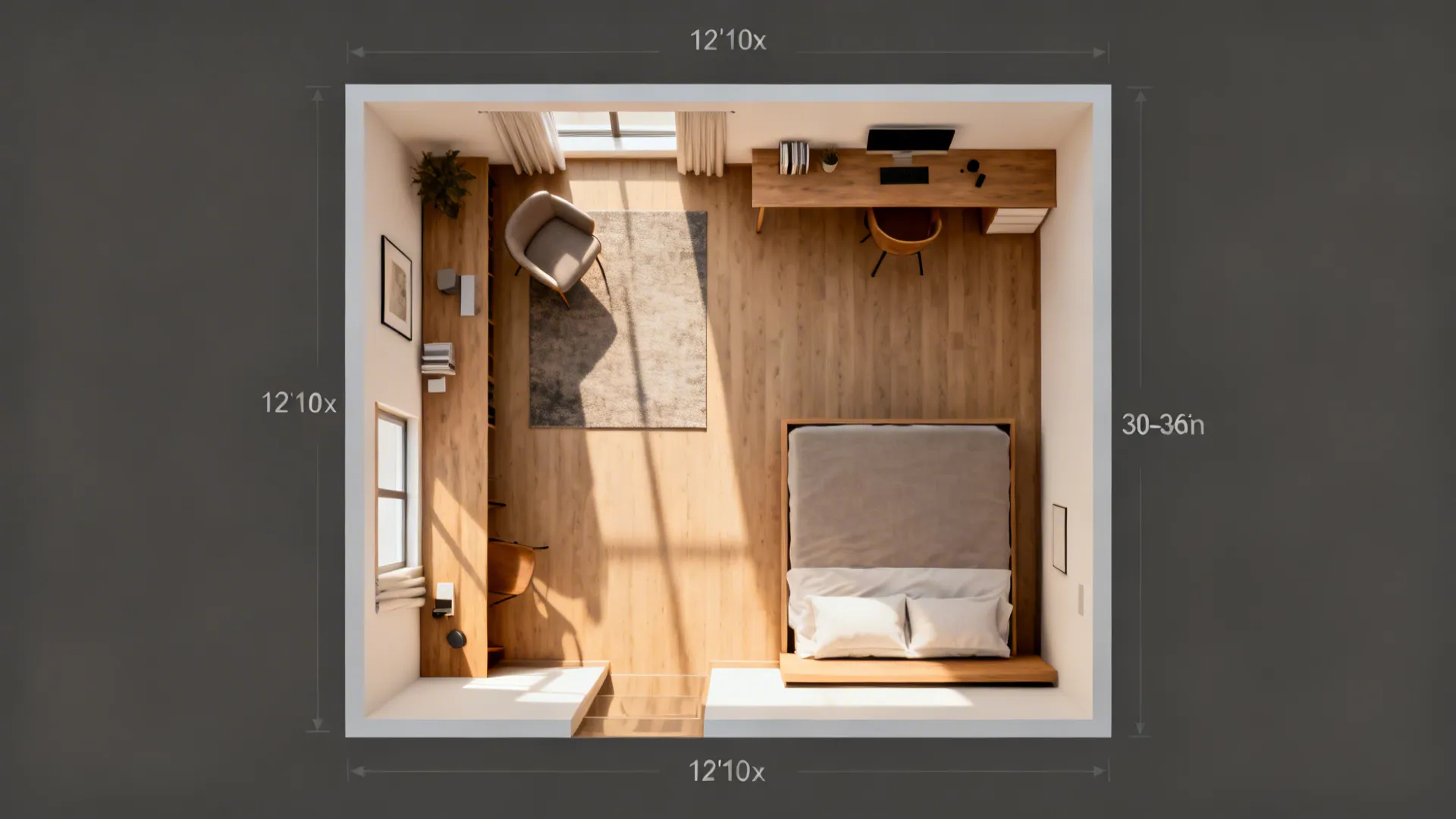 Multi-zone minimalism for a studio-feel