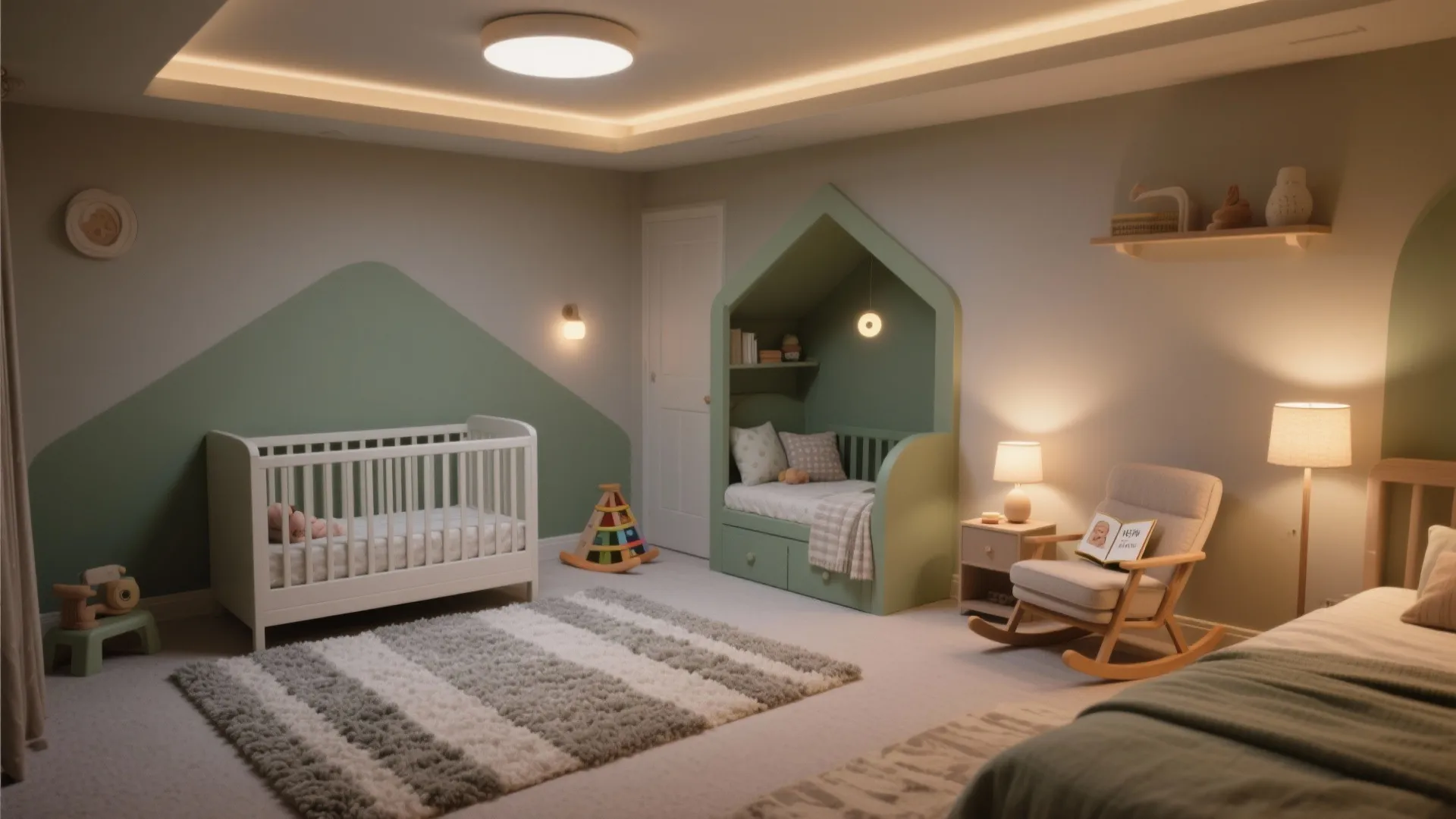 4. Zone with rugs and layered lighting