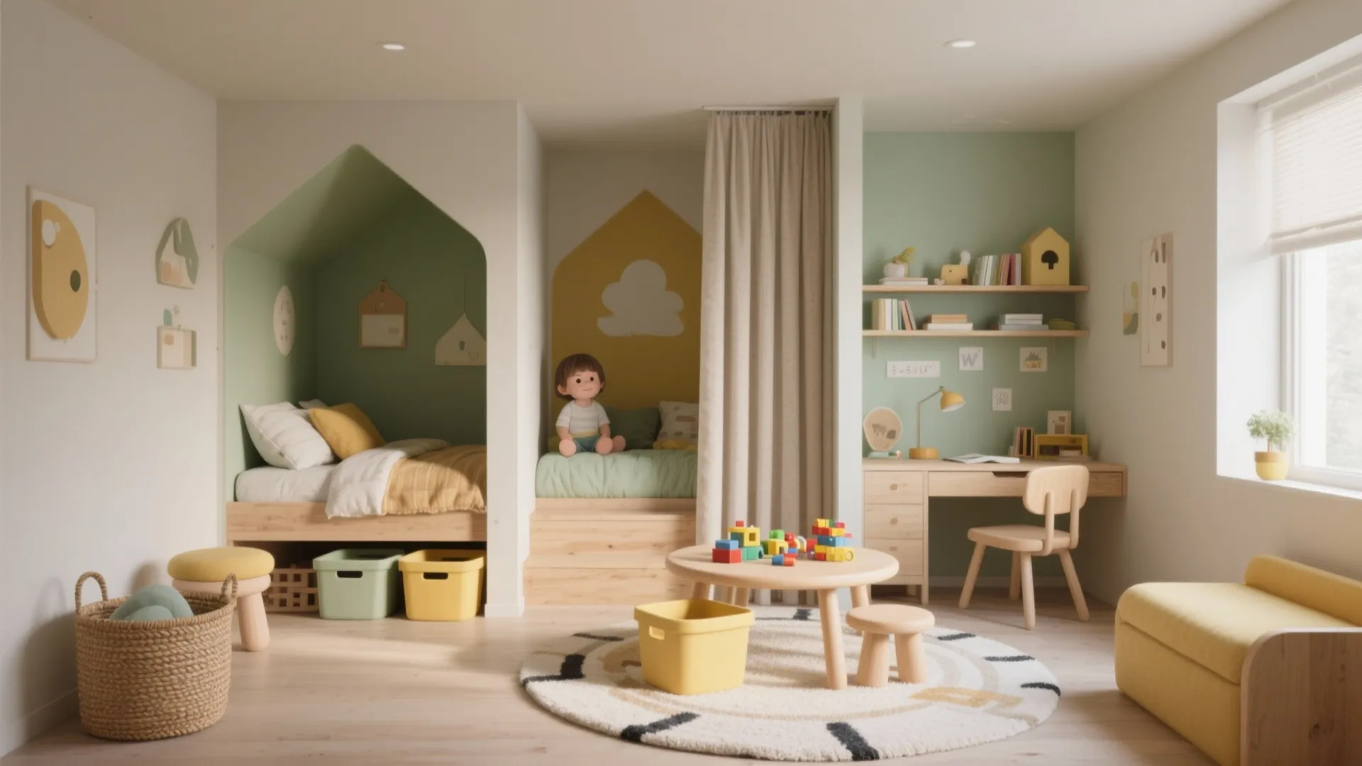 1. Zone the room — sleep, play, and study in micro areas