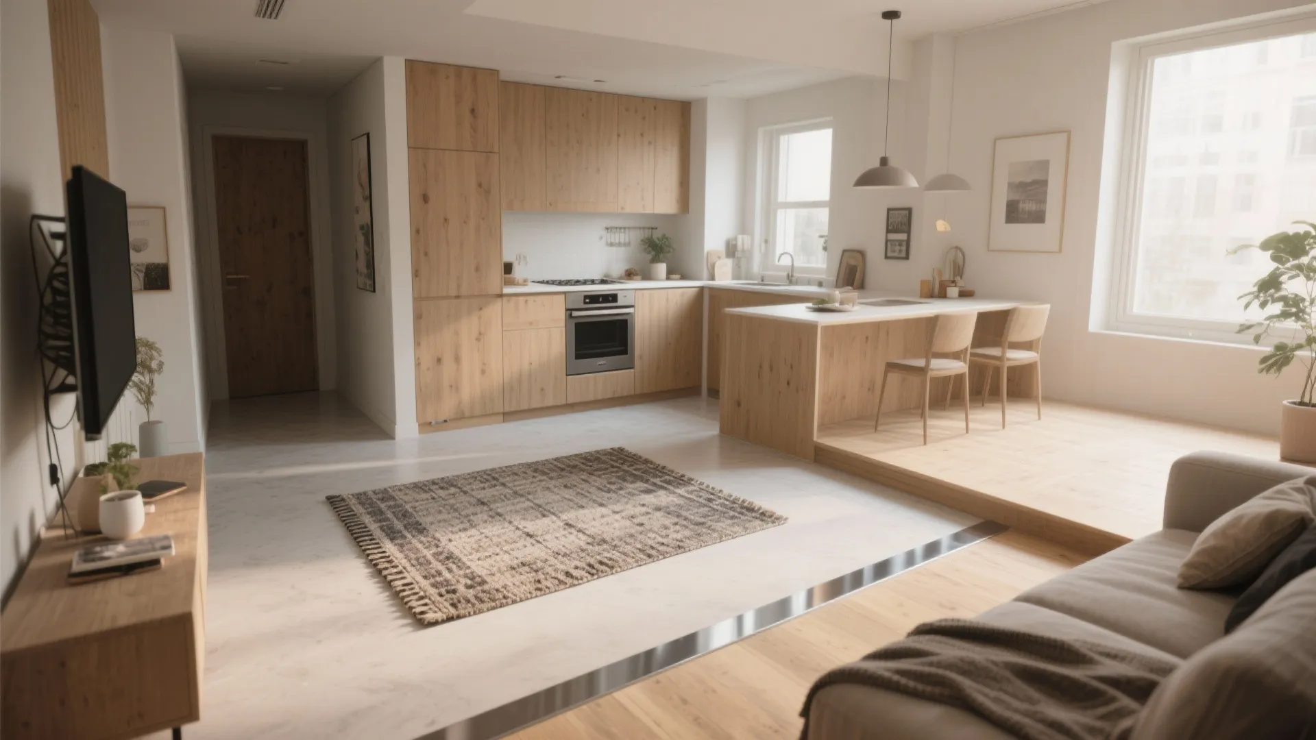 5. Zone with Rugs and Flooring Transitions