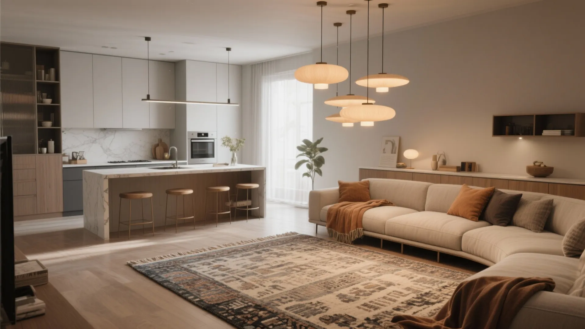 4. Zone with rugs, lighting and furniture orientation