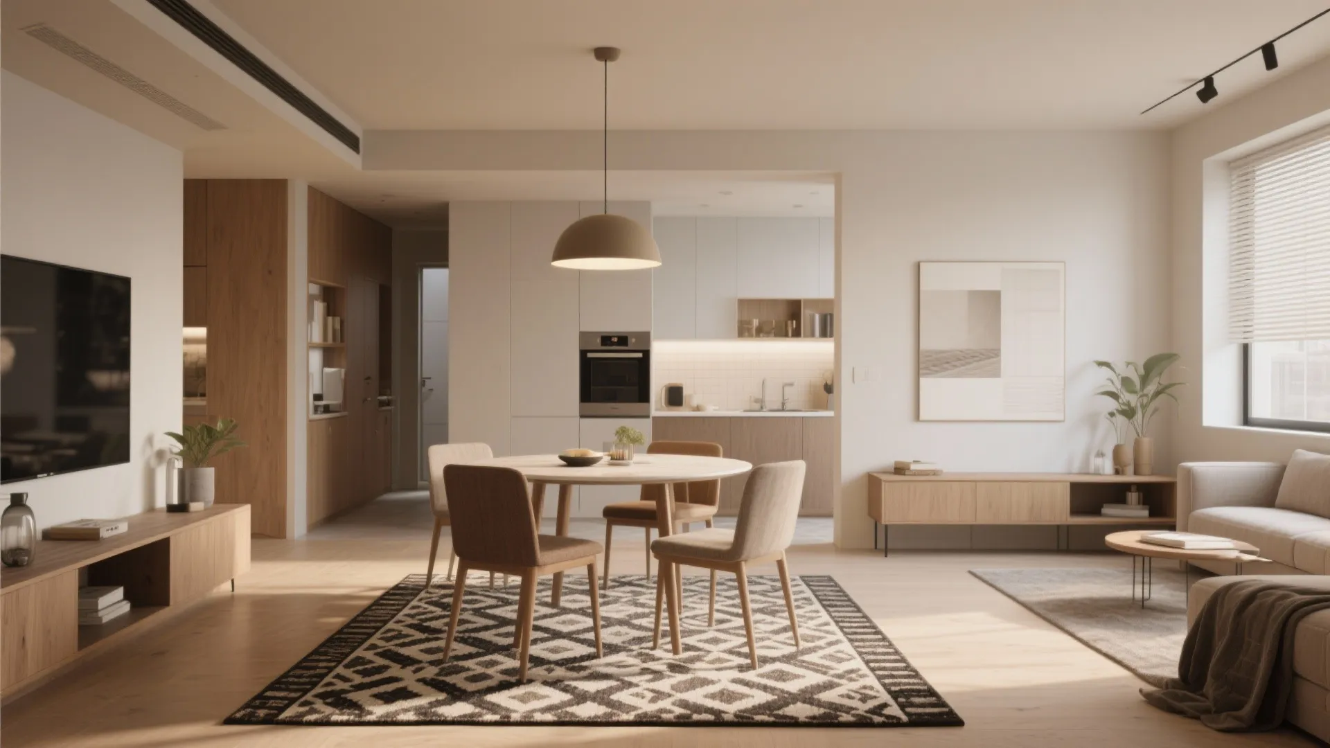 1. Zone with rugs and lighting