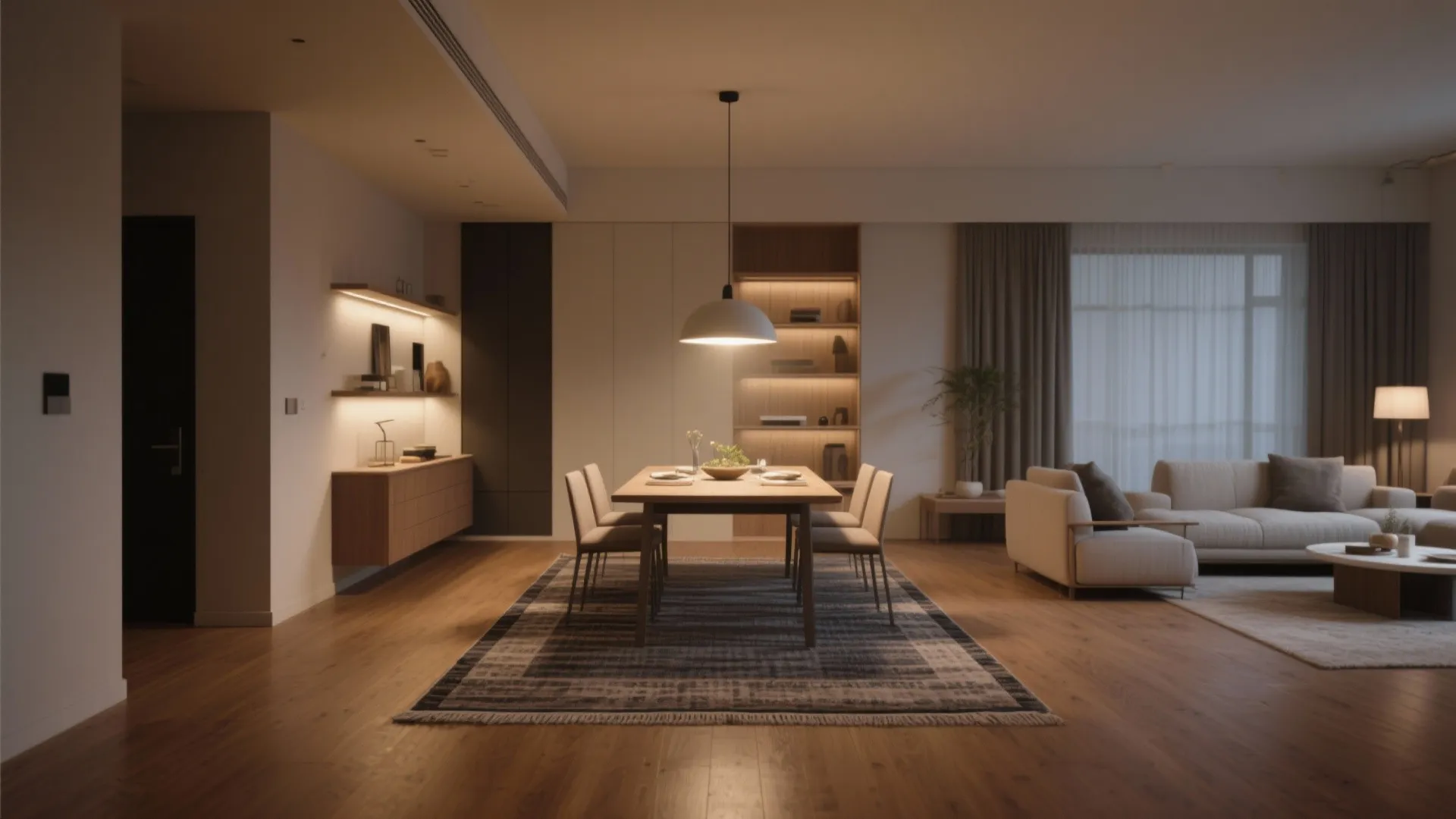 5. Define zones with rugs, lighting, and pathways