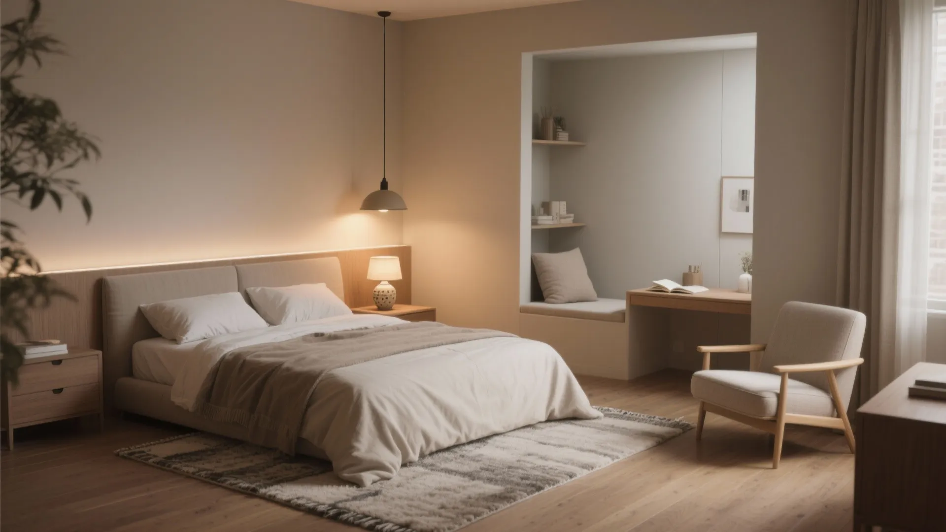 4. Zone with Rugs, Lighting, and Minimal Partitions