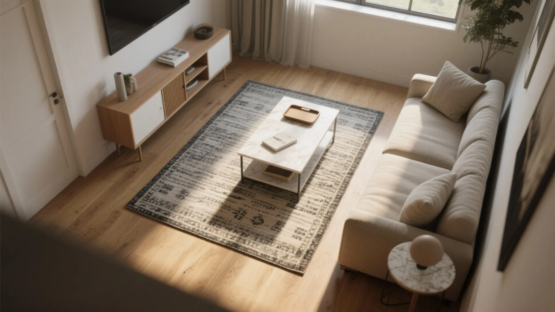 4. Zone with Rugs and Petite Tables