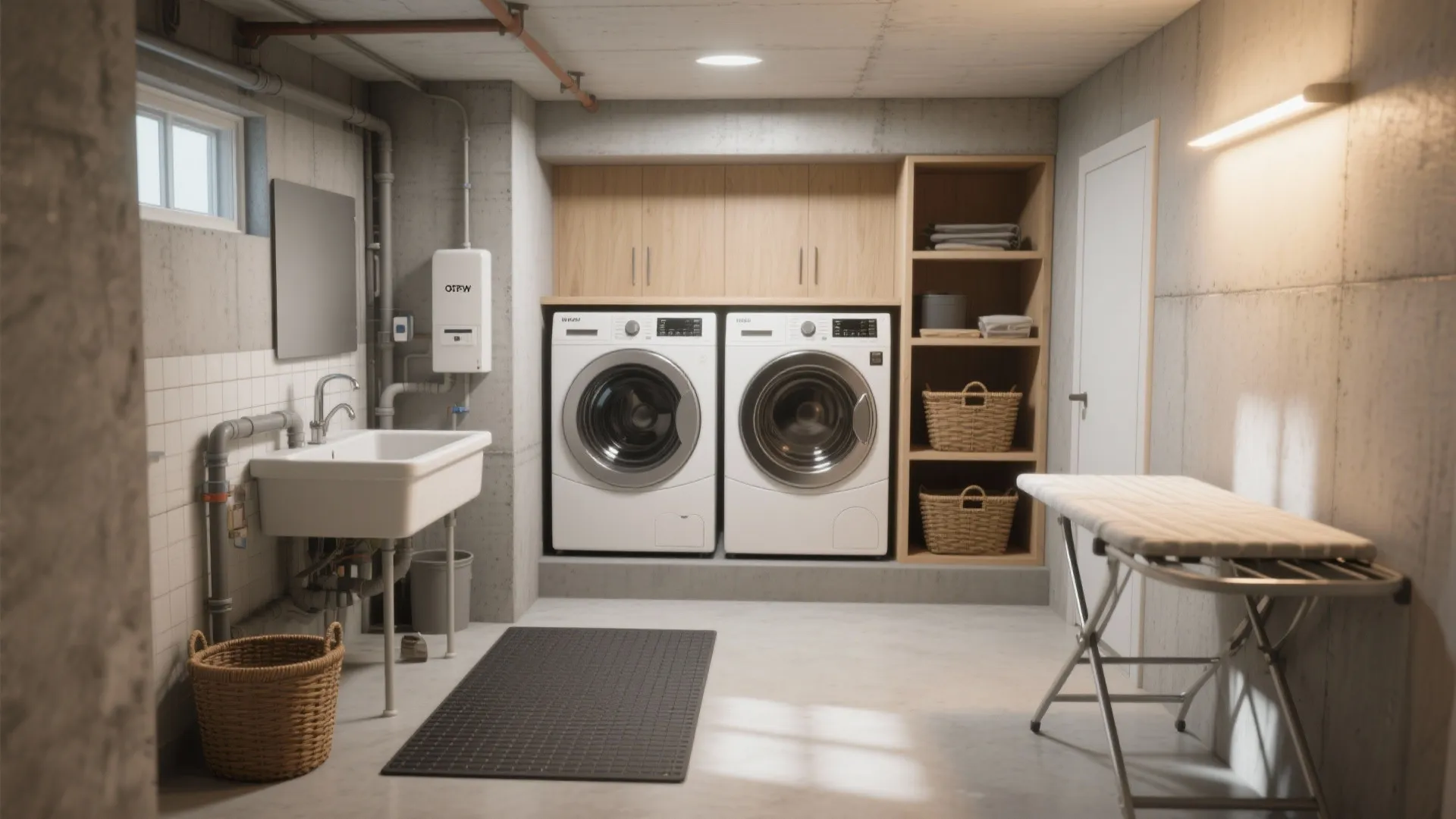 1. Zone it: create a wet area and a folding/utility area