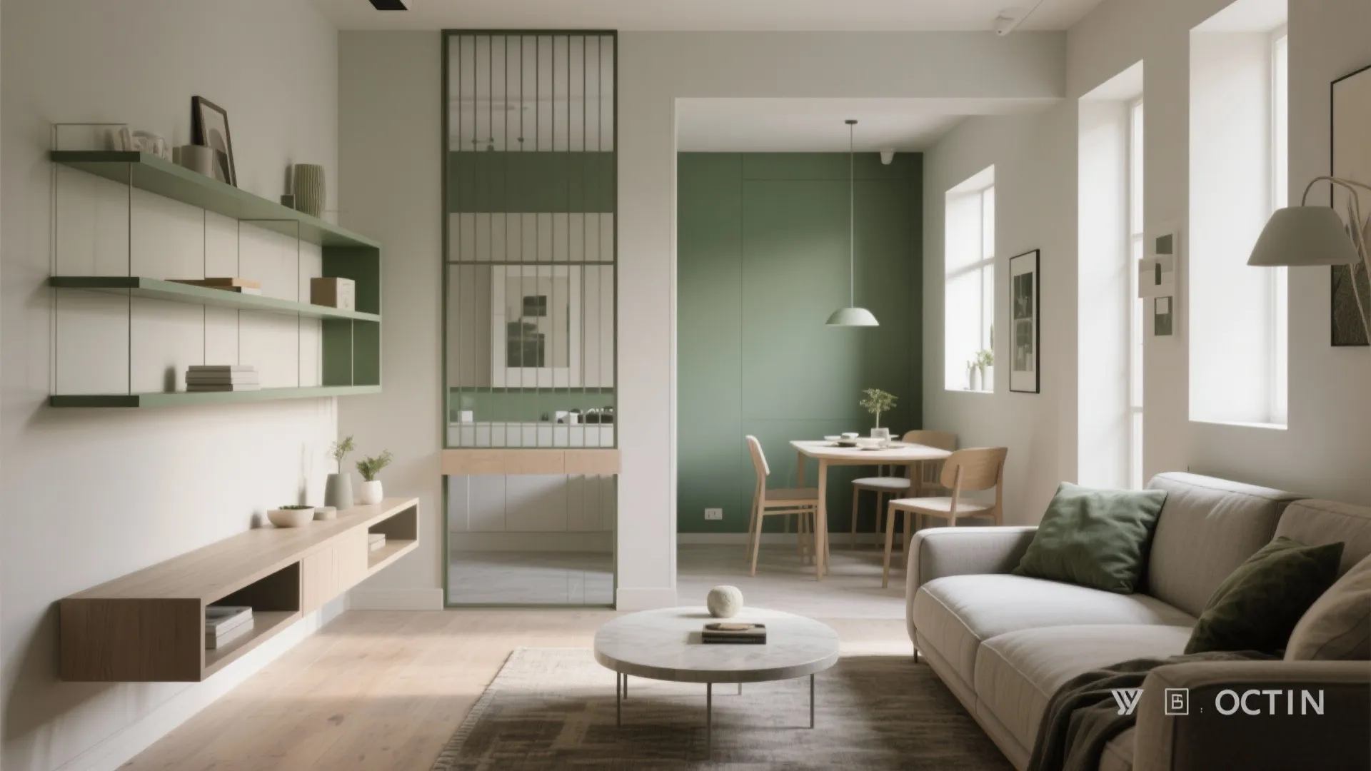 1. Zone with furniture, not walls